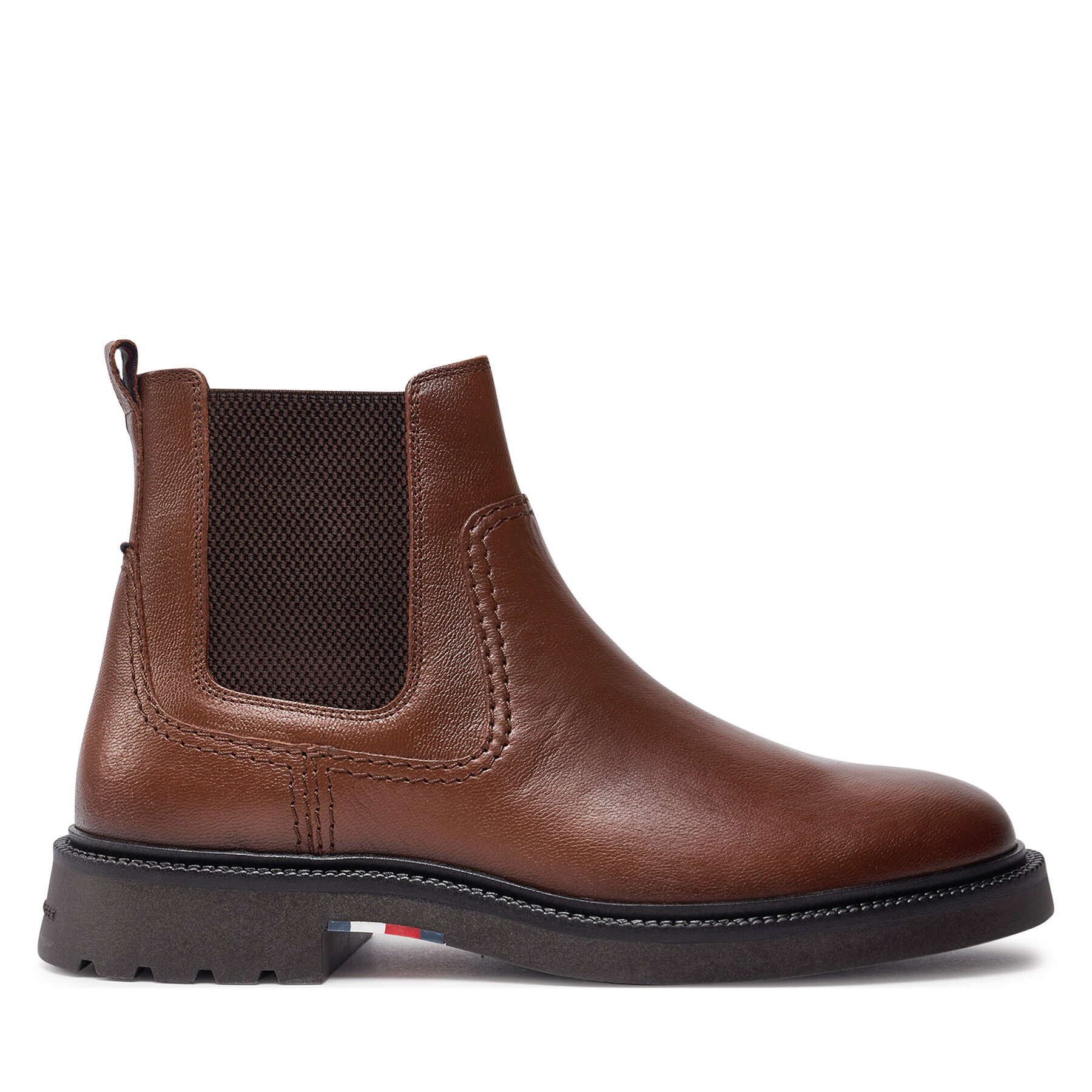 Členková obuv s elastickým prvkom Tommy Hilfiger Comfort Lwt Lth Chelsea FM0FM05184 Hnedá