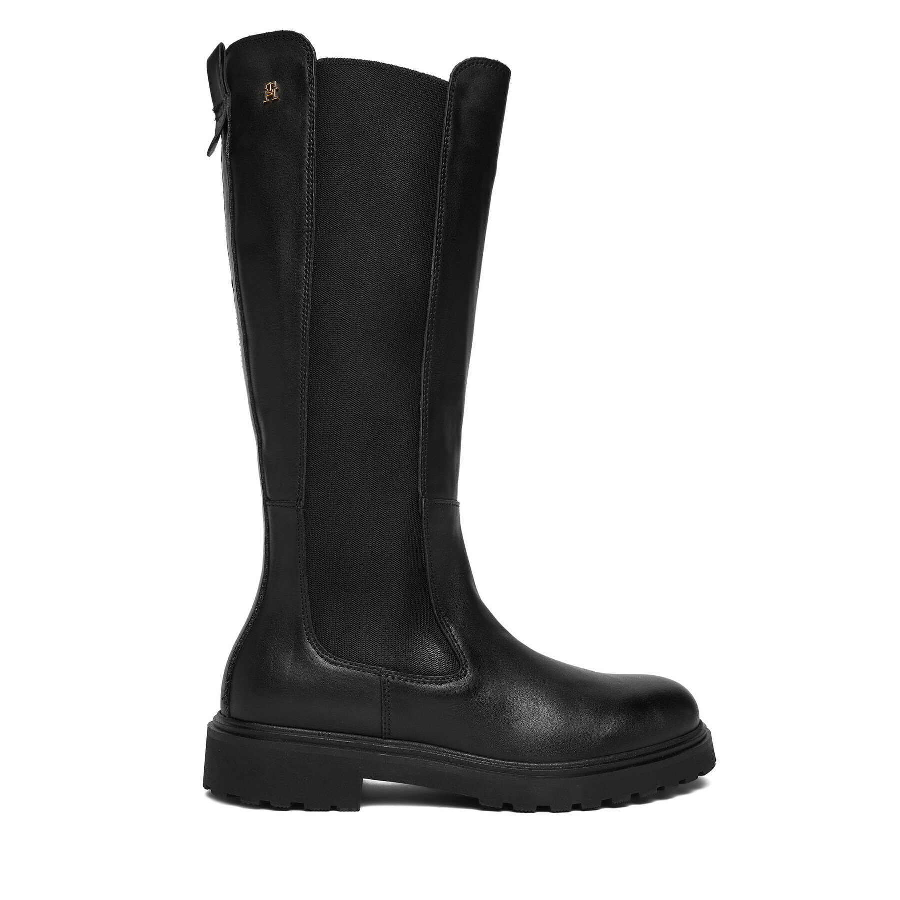 Cizme Tommy Hilfiger Th Lthr Cleated Long Boot FW0FW08985 Negru