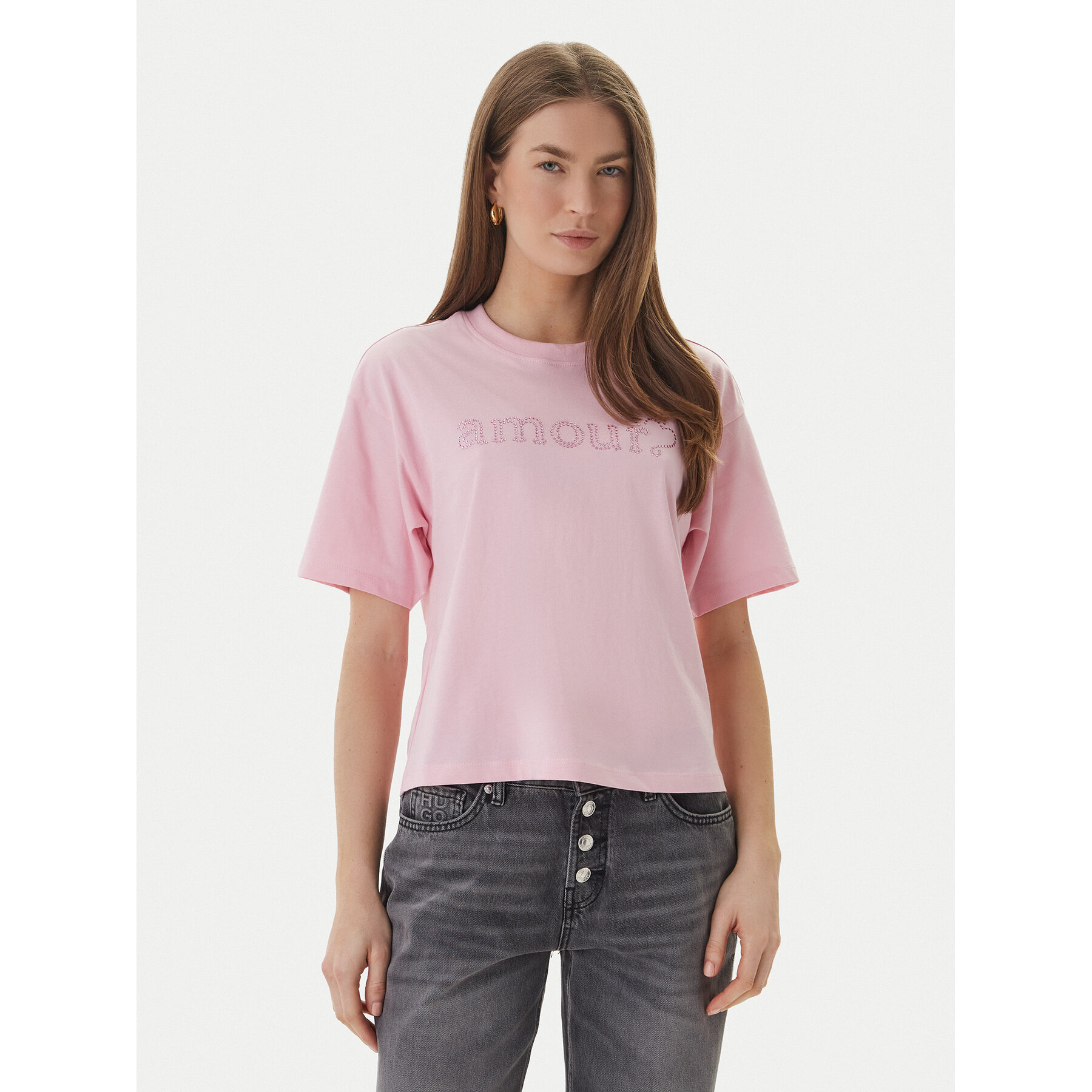 ONLY T-Shirt Rhine 15368901 Ροζ Boxy Fit