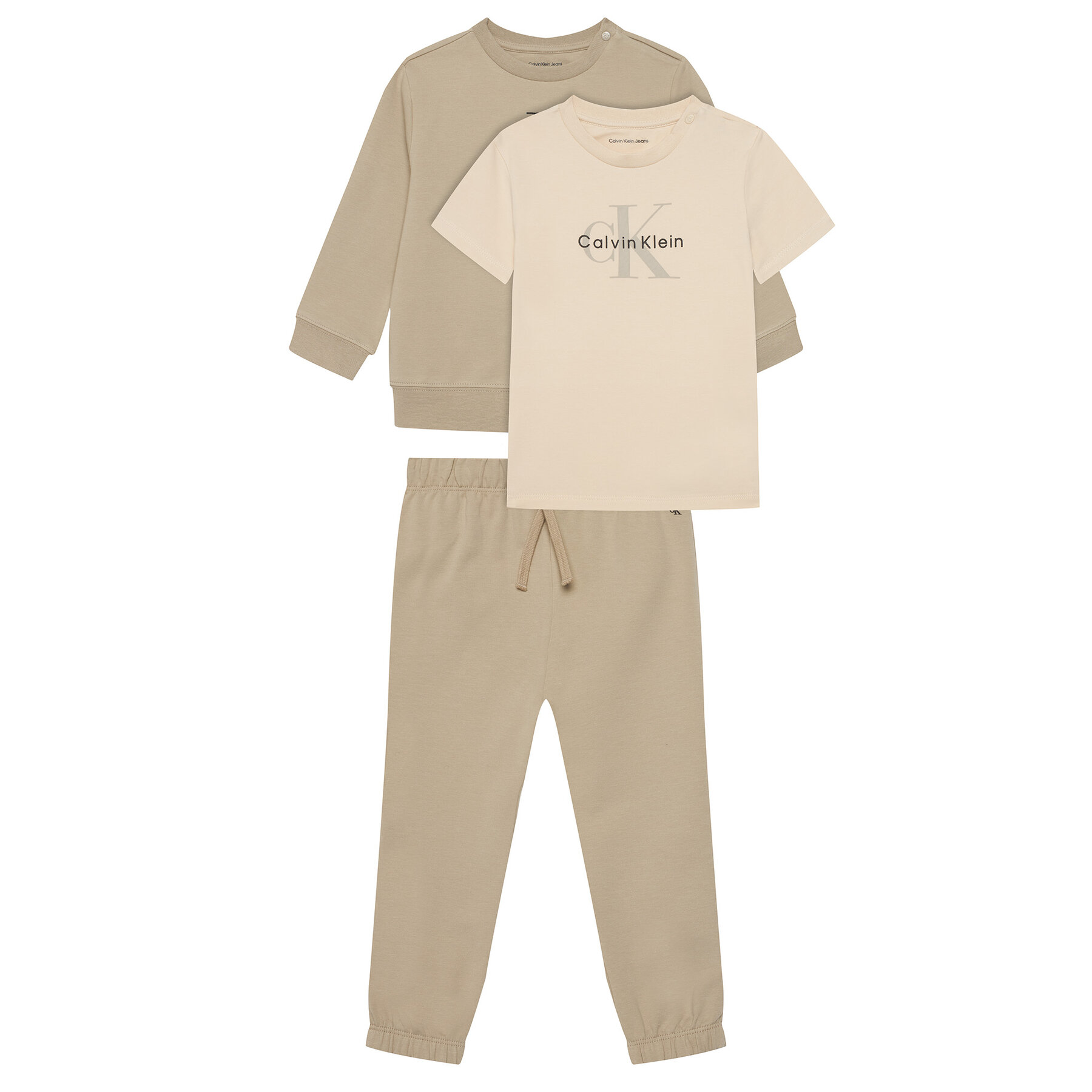 Calvin Klein Jeans Set jopica, bluza in hlače Monogram IN0IN00336 Bež Regular Fit