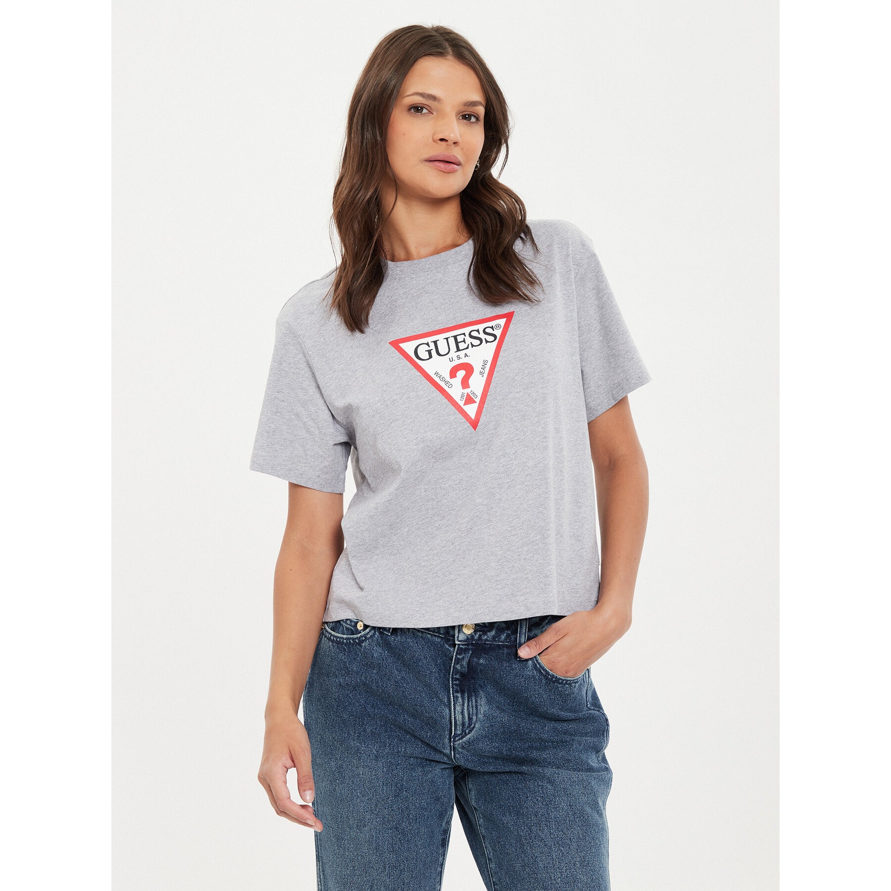 Guess Jeans T-shirt W4YI73 K8HM0 Grigio Boxy Fit