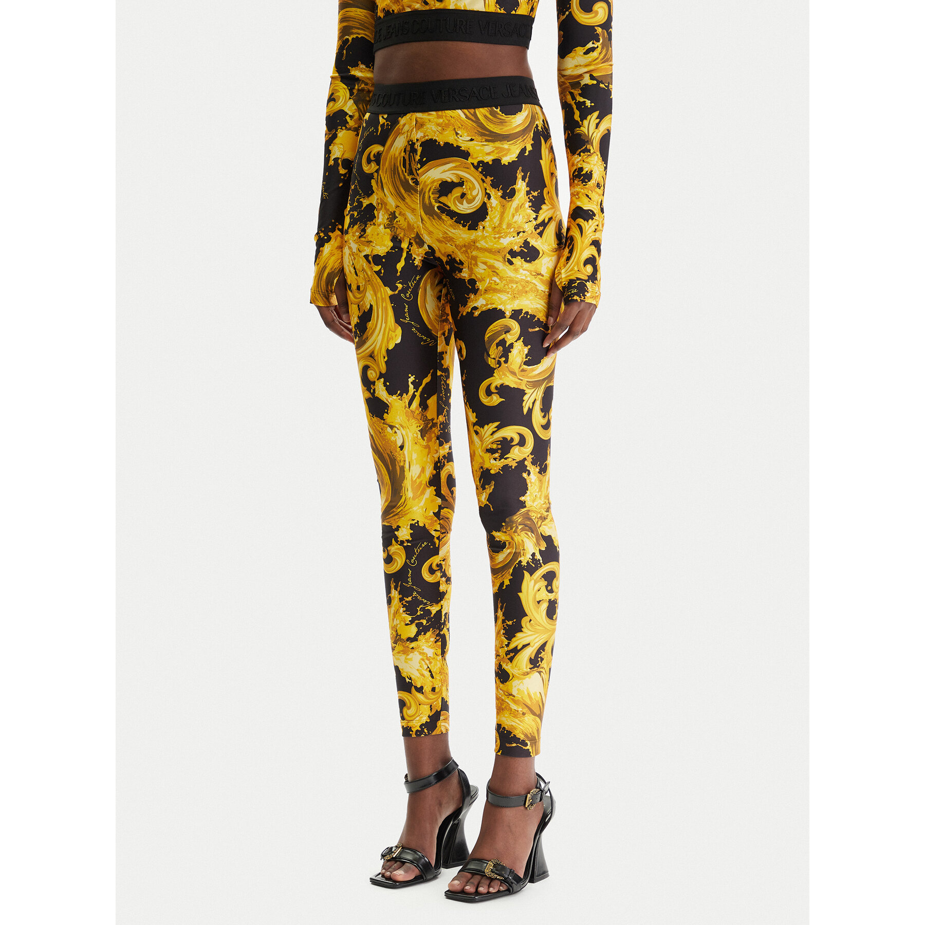 Versace Jeans Couture Leggings 80HAC101 JS532 Schwarz Slim Fit