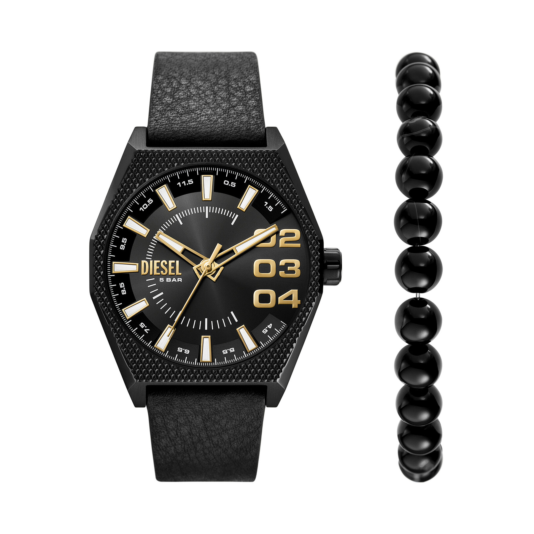 Conjunto de reloj y pulsera Diesel Double Scraper DZ2210SET Negro