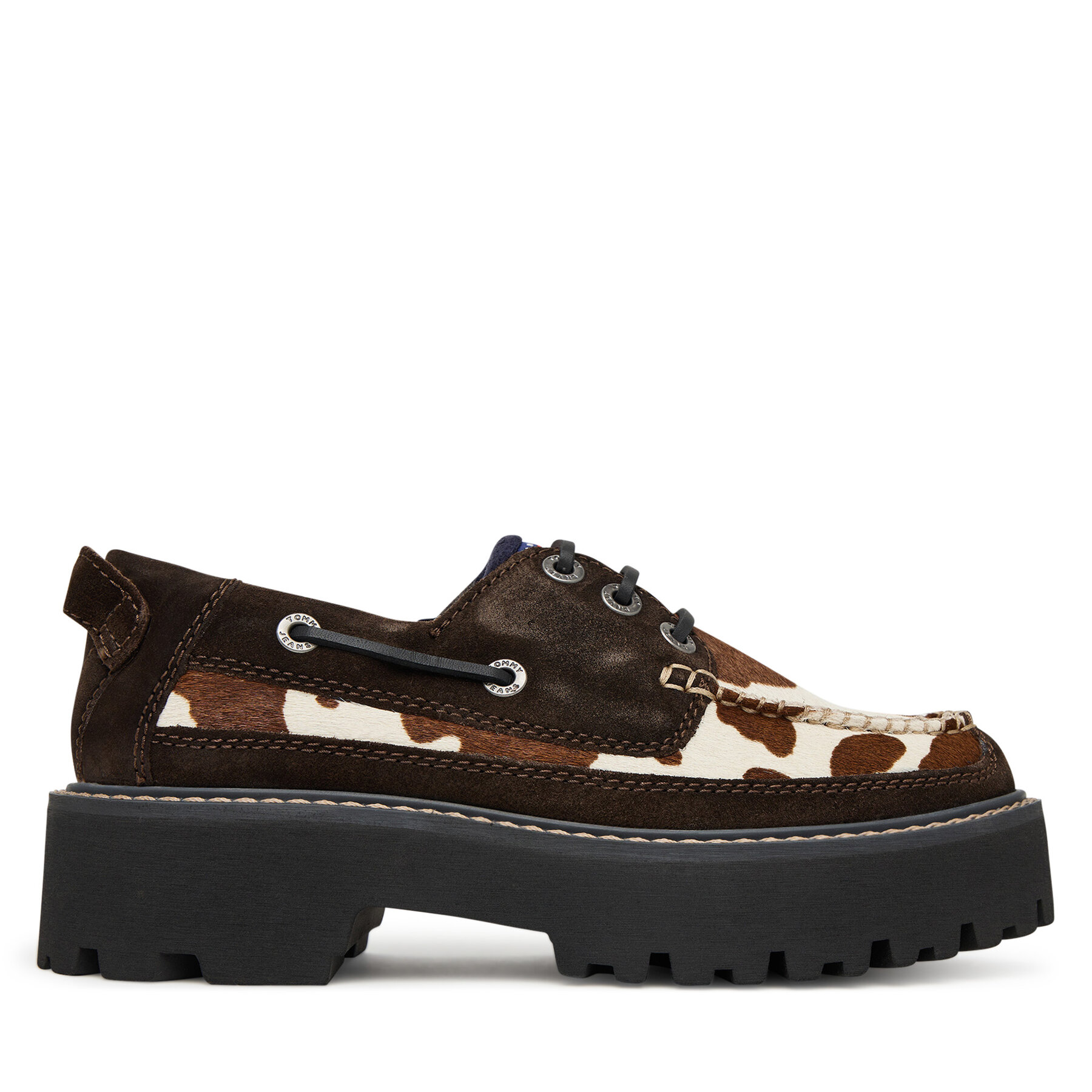 Pantofi Tommy Jeans Archive 01 Calf Hair EN0EN03004 Maro