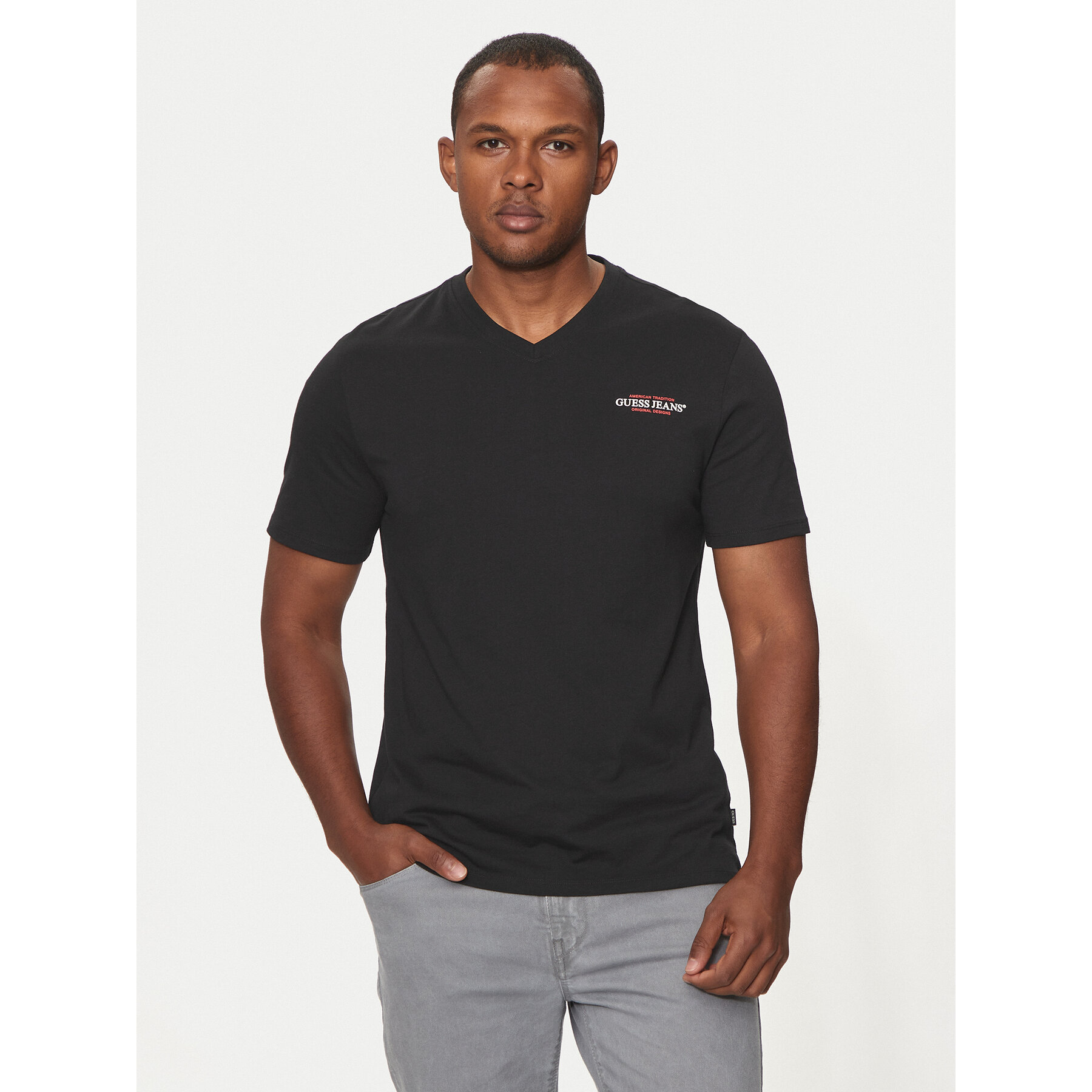 Guess Jeans Póló M4YI50 K8HM0 Fekete Slim Fit