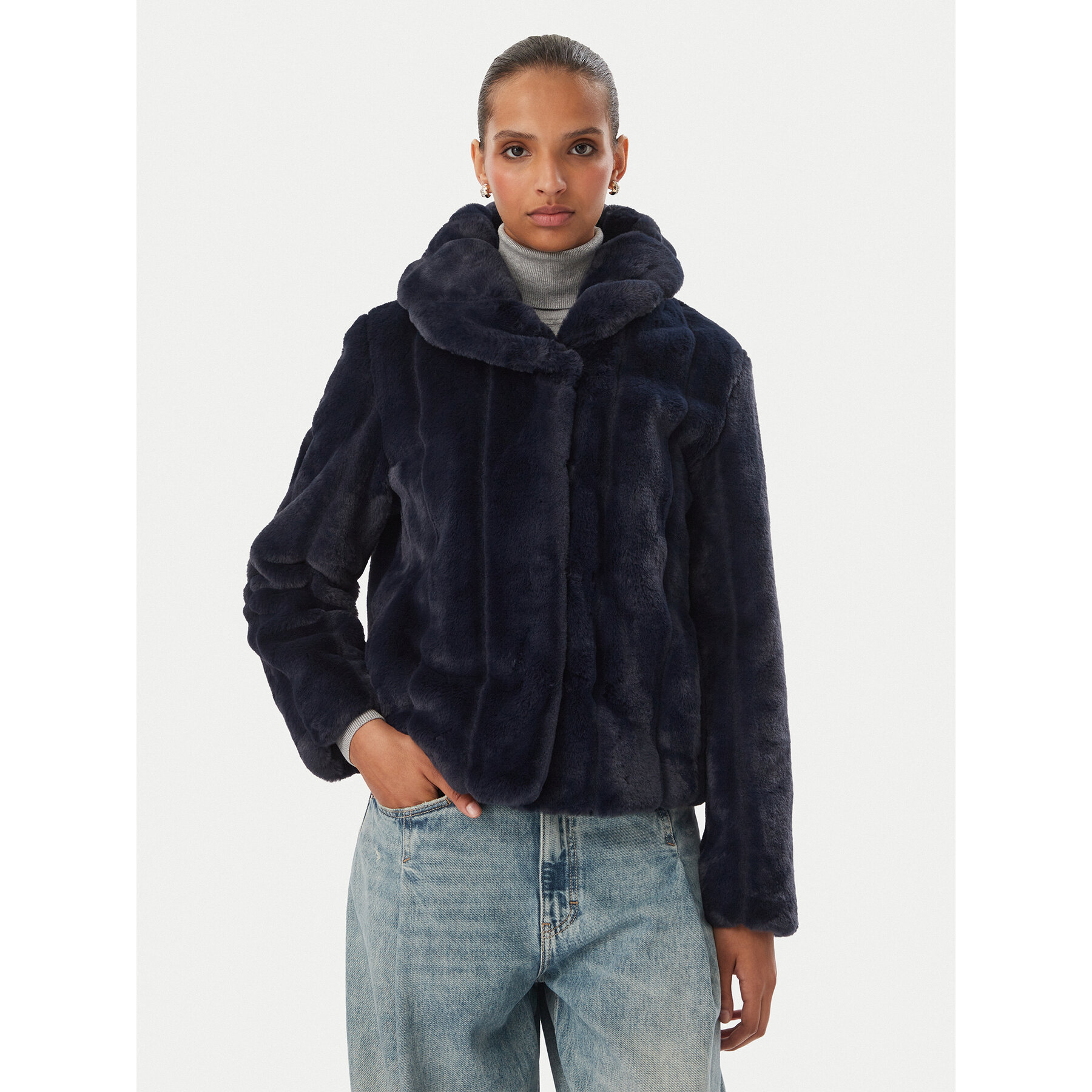 Guess Pelzmantel W0BL0N WDCH0 Dunkelblau Regular Fit