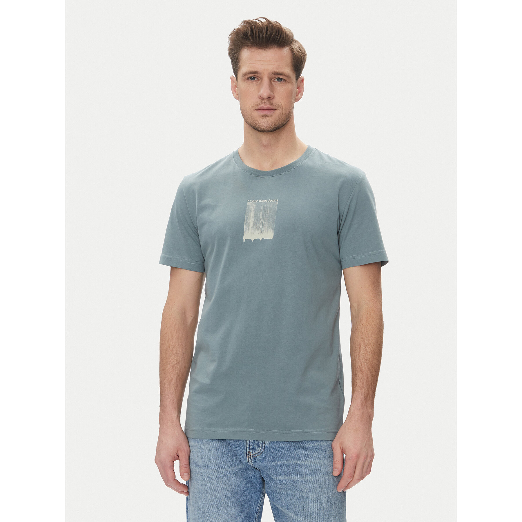 Calvin Klein Jeans T-Shirt Brush Stroke J30J327522 Μπλε Regular Fit