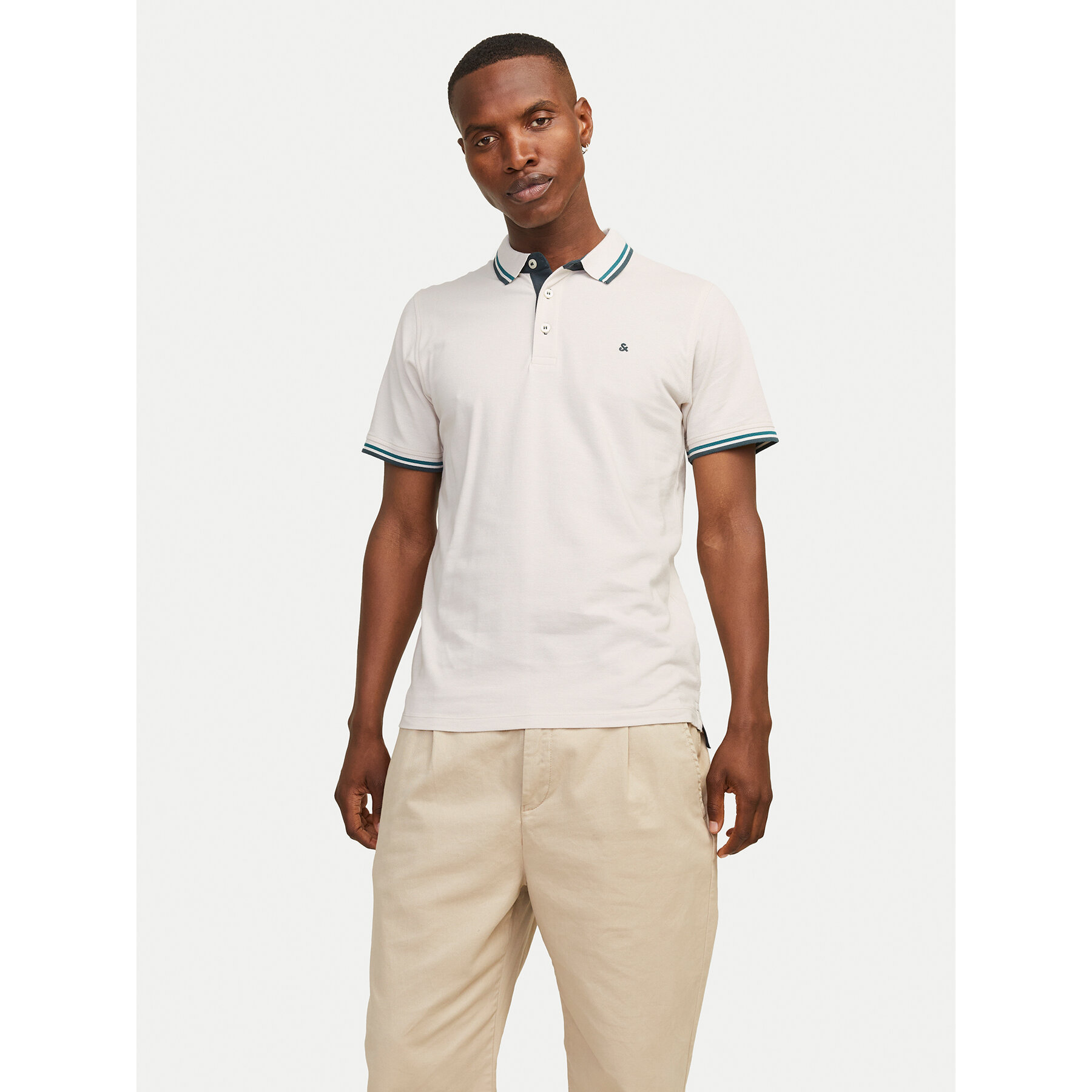 Jack & Jones Pólóing Paulos 12136668 Bézs Slim Fit