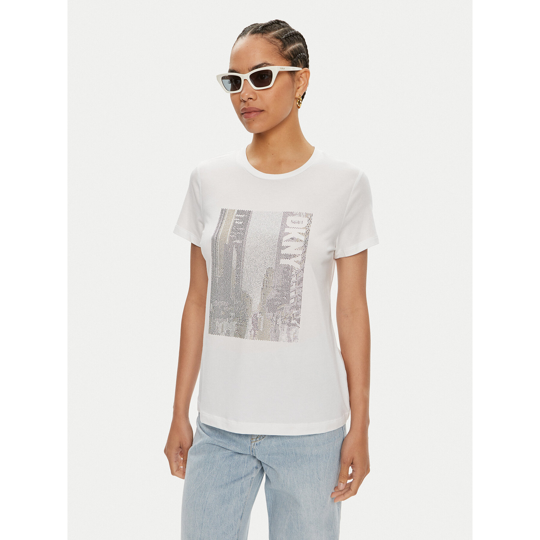 DKNY T-shirt P4DHQWNA Bianco Regular Fit