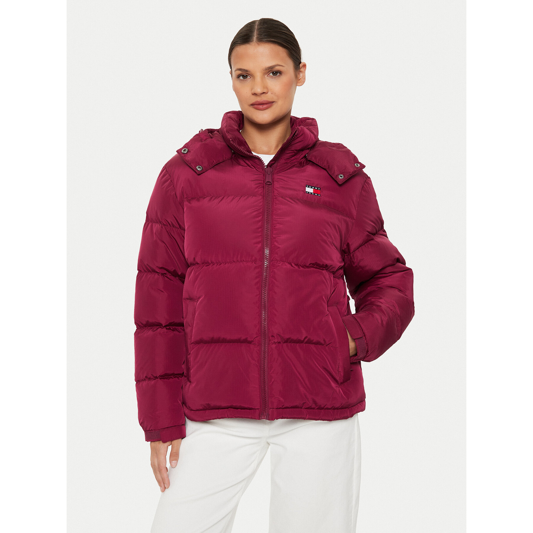 Tommy Jeans Daunenjacke Alaska DW0DW18610 Dunkelrot Regular Fit