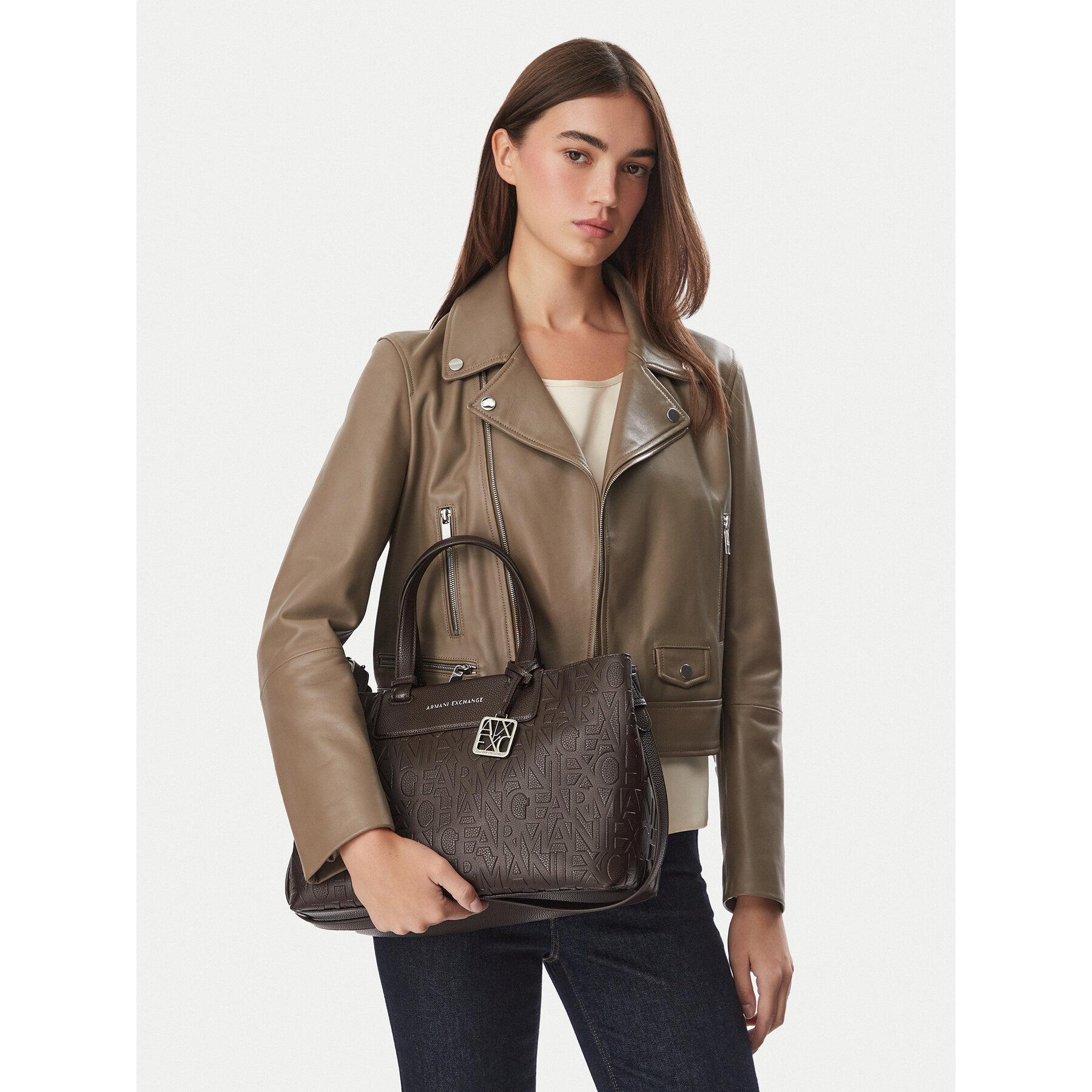 Дамска чанта Armani Exchange XW001222 AF15774 U6032 Тъмнокафяв