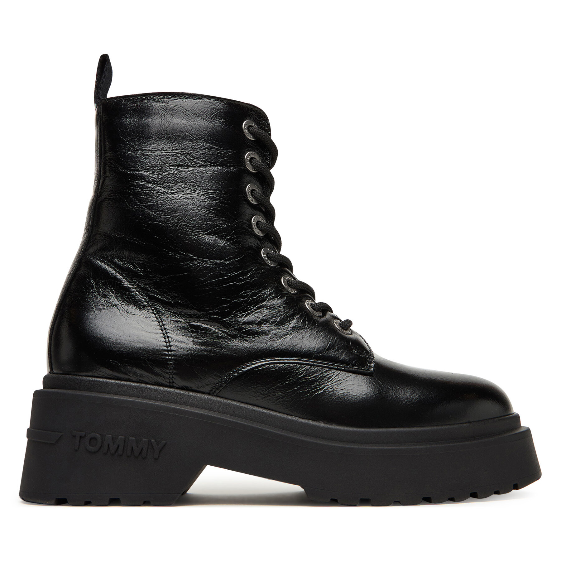 Šnurovacia obuv Tommy Jeans Tjw Chunky Shiny EN0EN02848 Čierna
