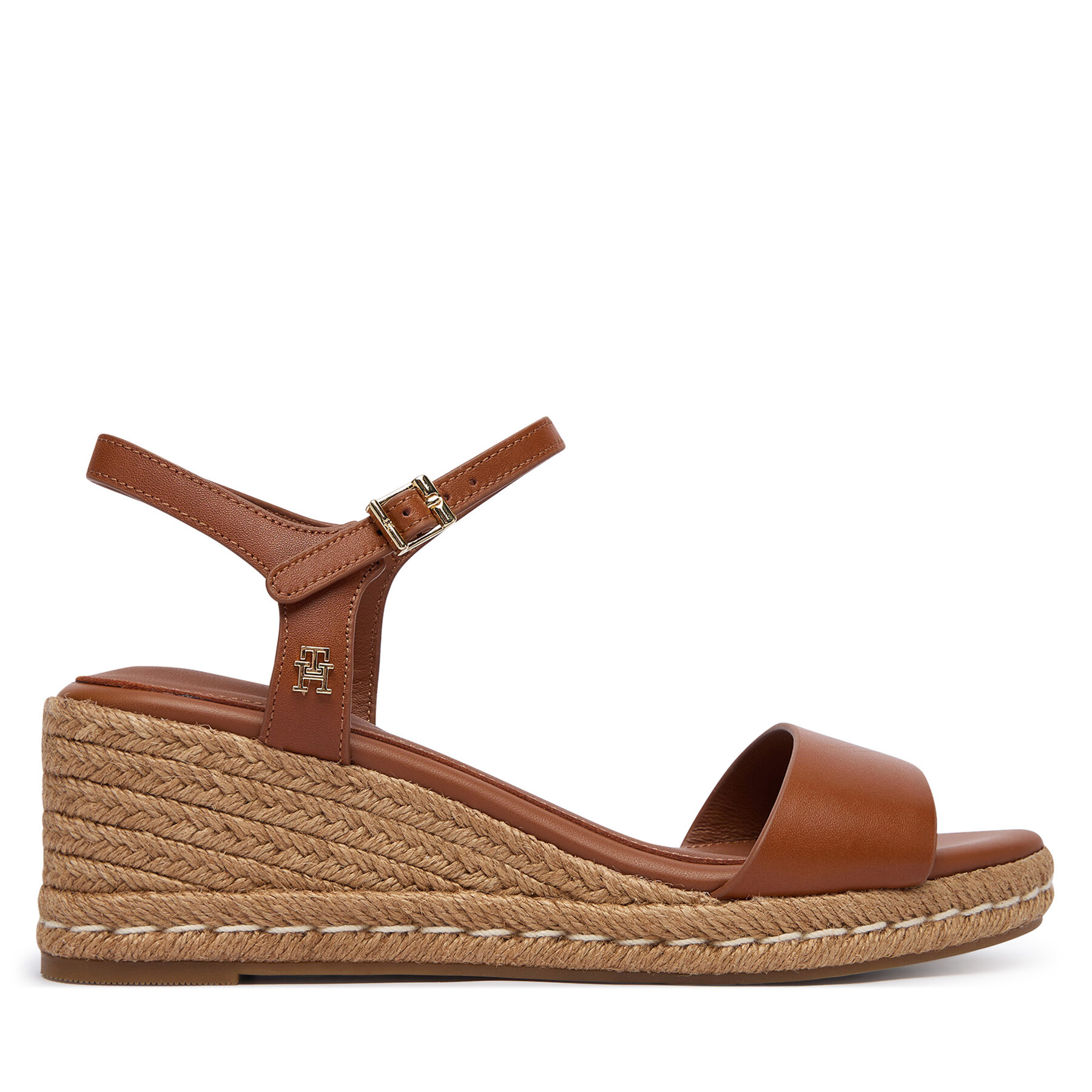 Εσπαντρίγιες Tommy Hilfiger Th Monogram Leather Wedge Espadrilles FW0FW09340 Καφέ