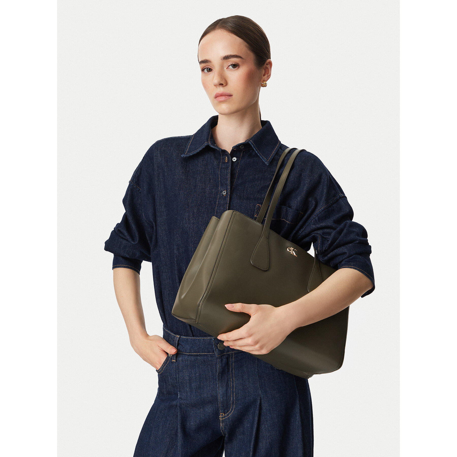 Дамска чанта Calvin Klein Ck Medium Work Tote LV04F3442G Зелен