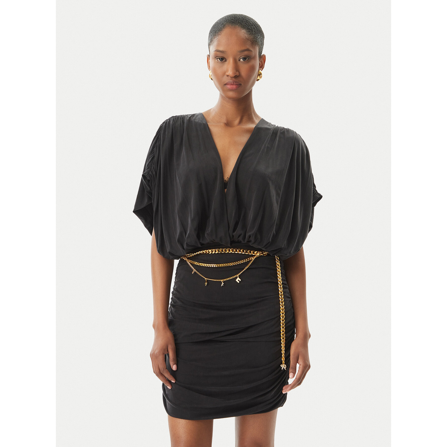 Elisabetta Franchi Coctailkleid AB-765-51E2 Schwarz Regular Fit