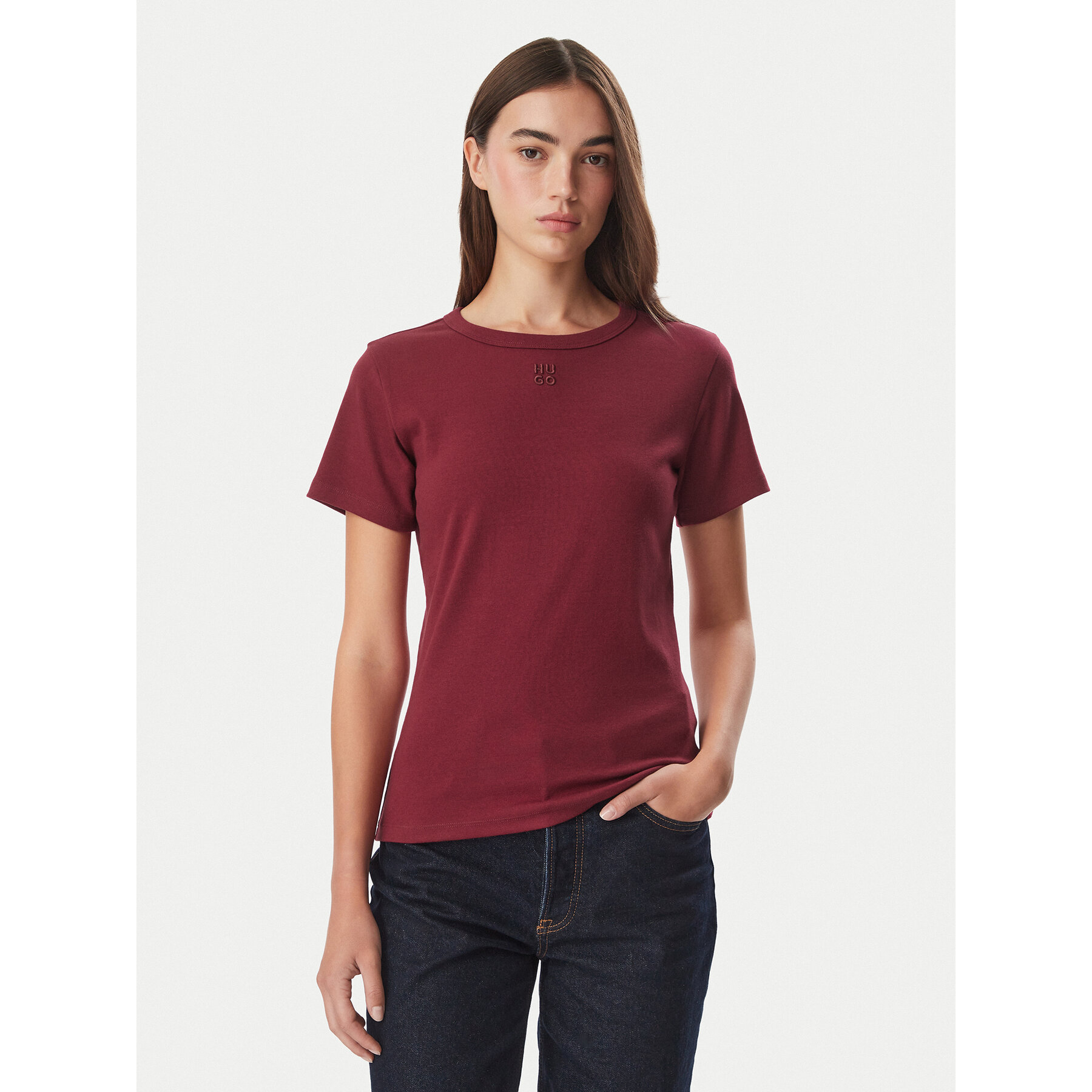 HUGO T-Shirt Deloris 50512002 Dunkelrot Slim Fit