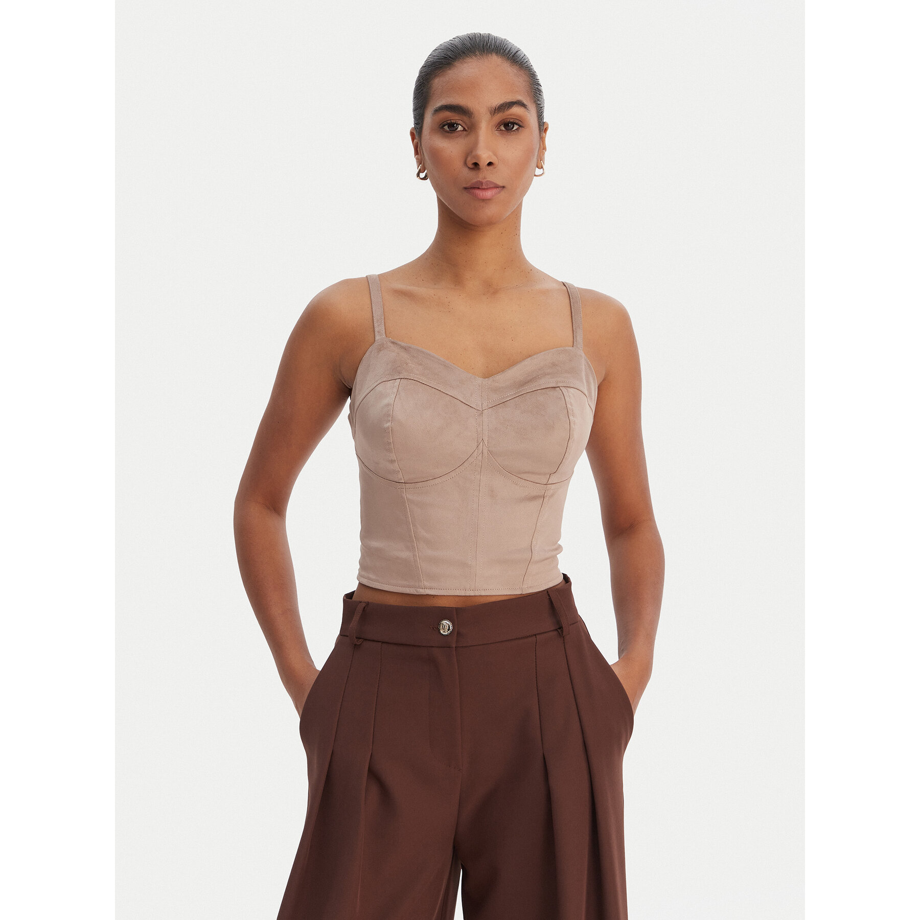 Guess Τοπ W6RH03 WJ472 Μπεζ Slim Fit