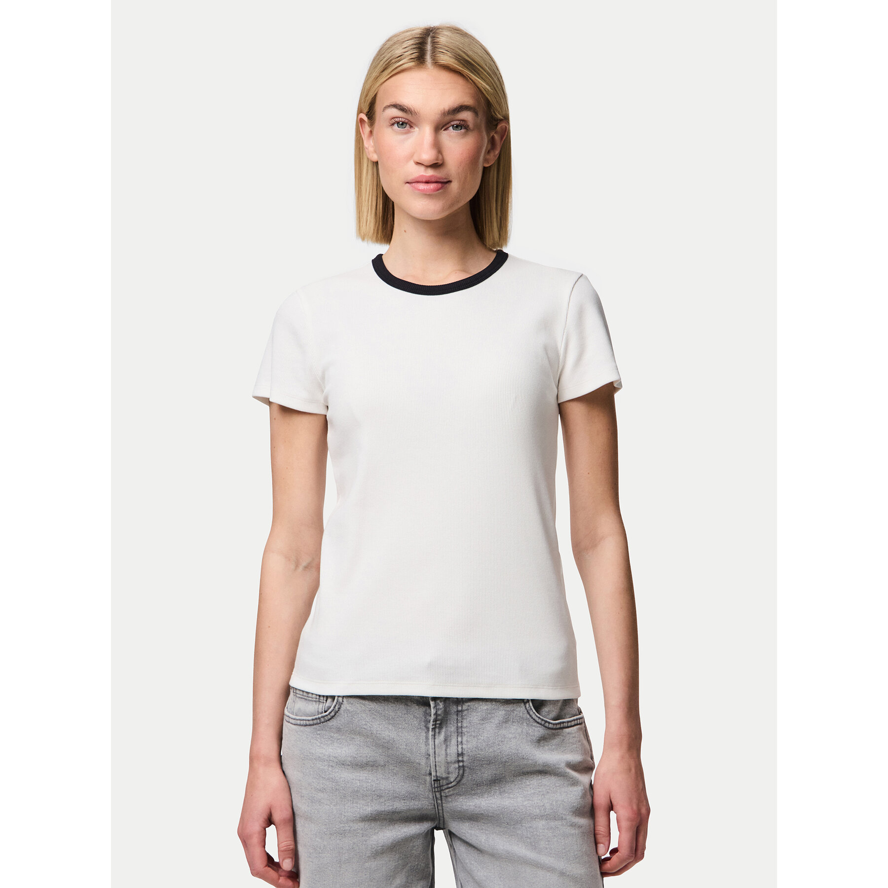 Pieces Póló May 17154483 Fehér Slim Fit