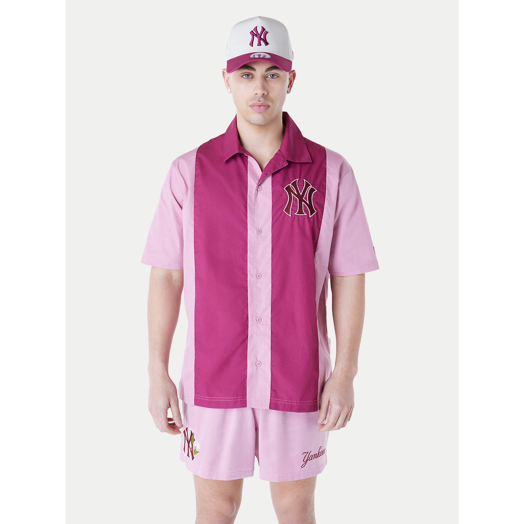 New Era Hemd New York Yankees Stripe Revere 60596341 Rosa Regular Fit