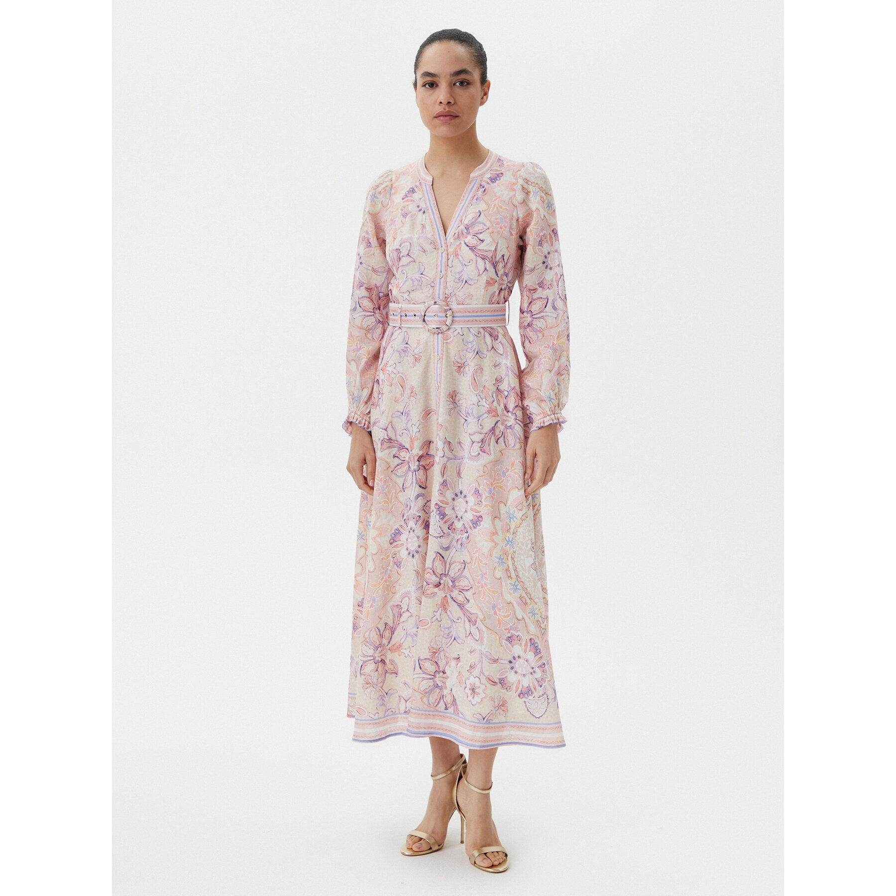 Hale Bob Sommerkleid with linen 4ZCA612M Beige Regular Fit