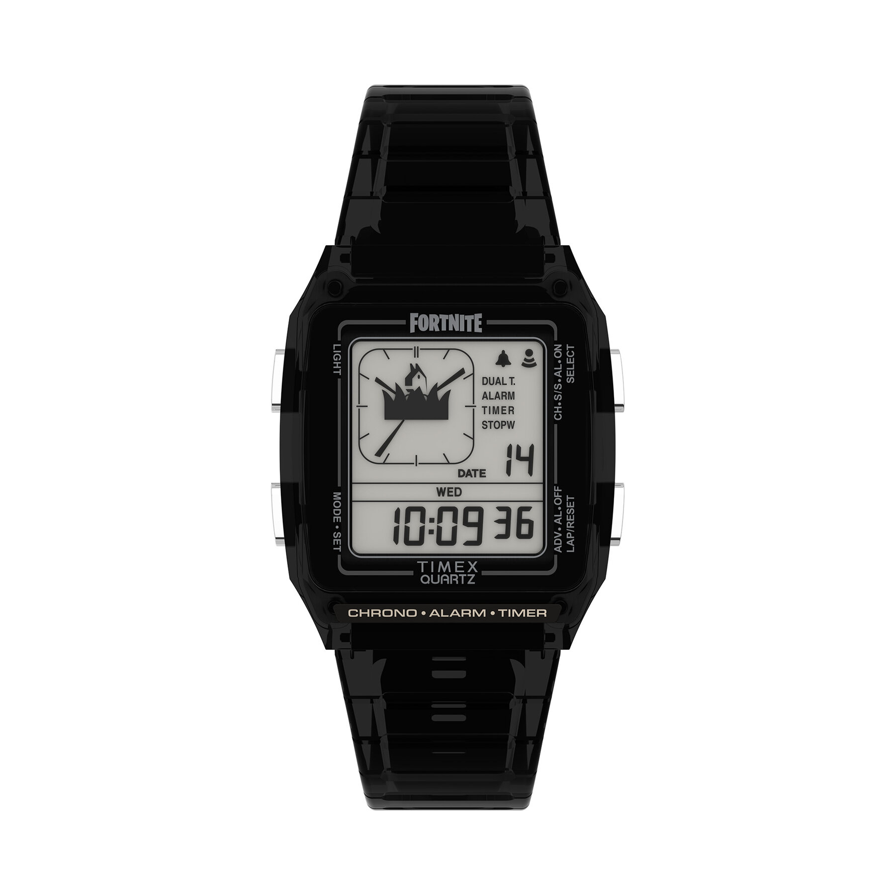 Ročna ura Timex Q Timex Lca X Fortnite® 35mm TW2W96500 Črna