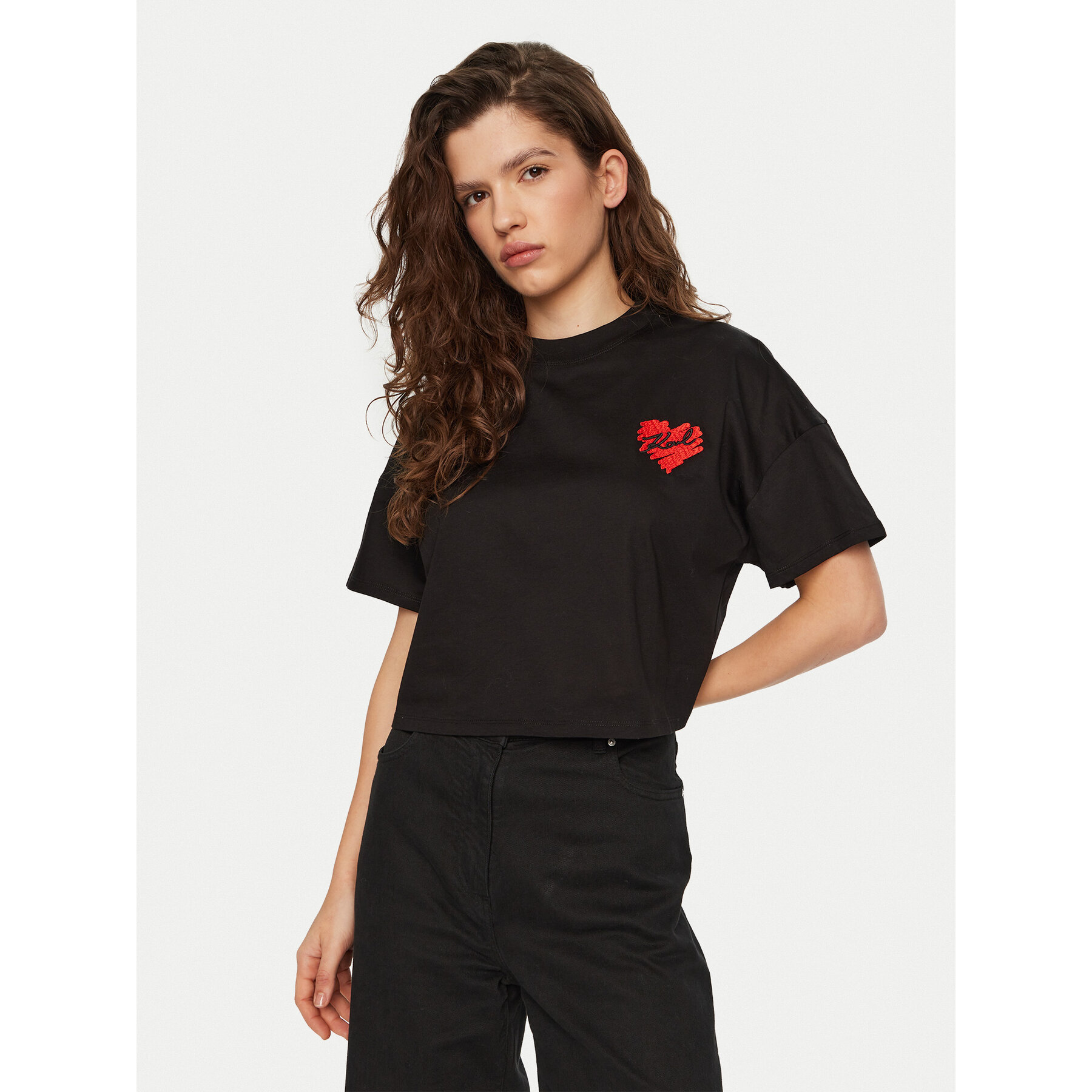 KARL LAGERFELD Póló A1W17074 Fekete Regular Fit