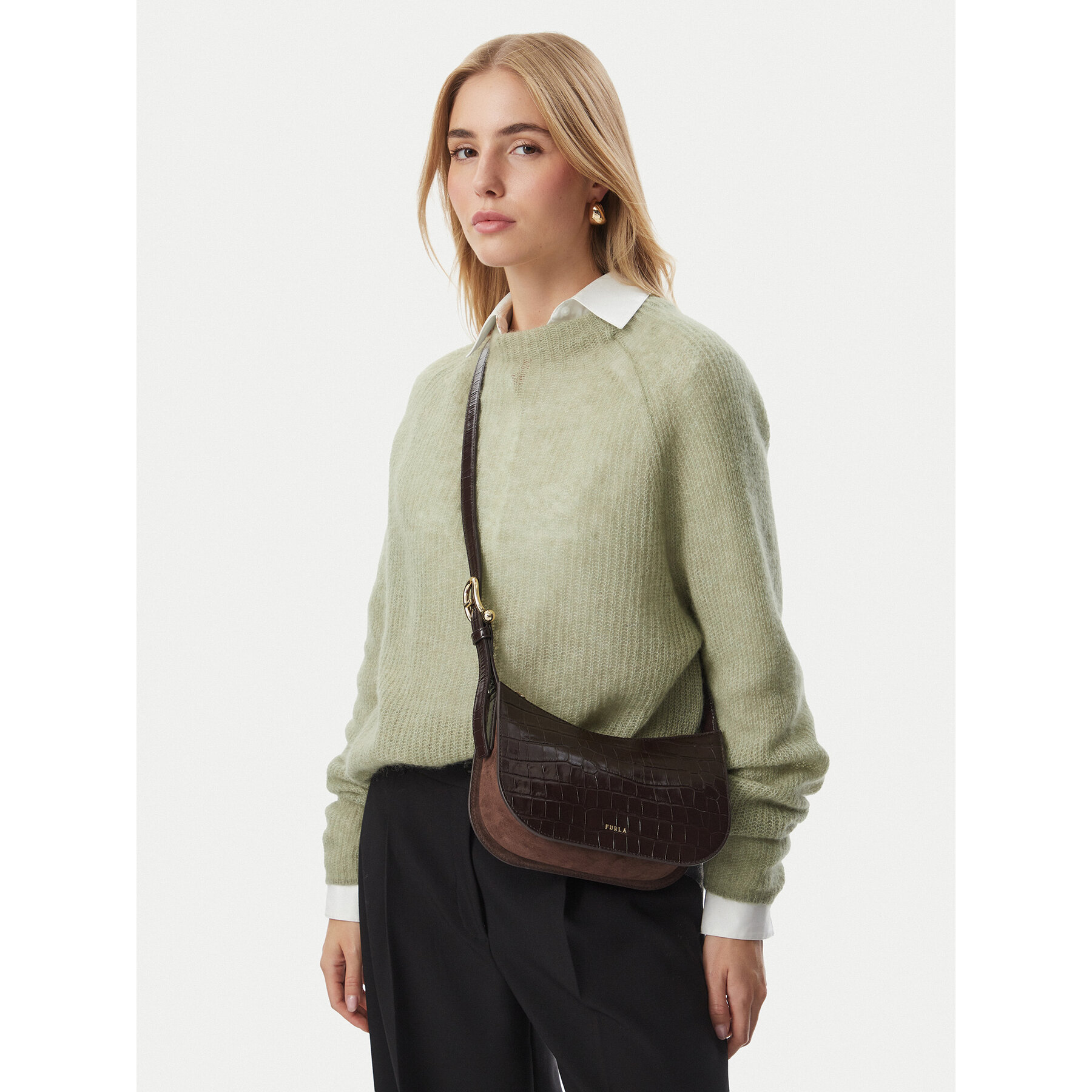 Дамска чанта Furla Sara Small WB02138 BX3178 3244S Тъмнокафяв