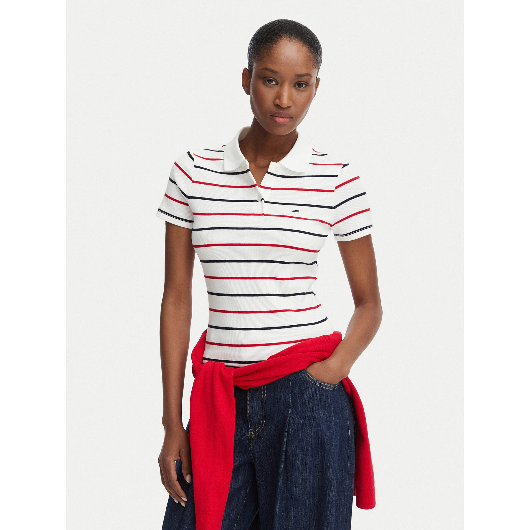 Tommy Jeans Polo DW0DW22327 Blanco Slim Fit