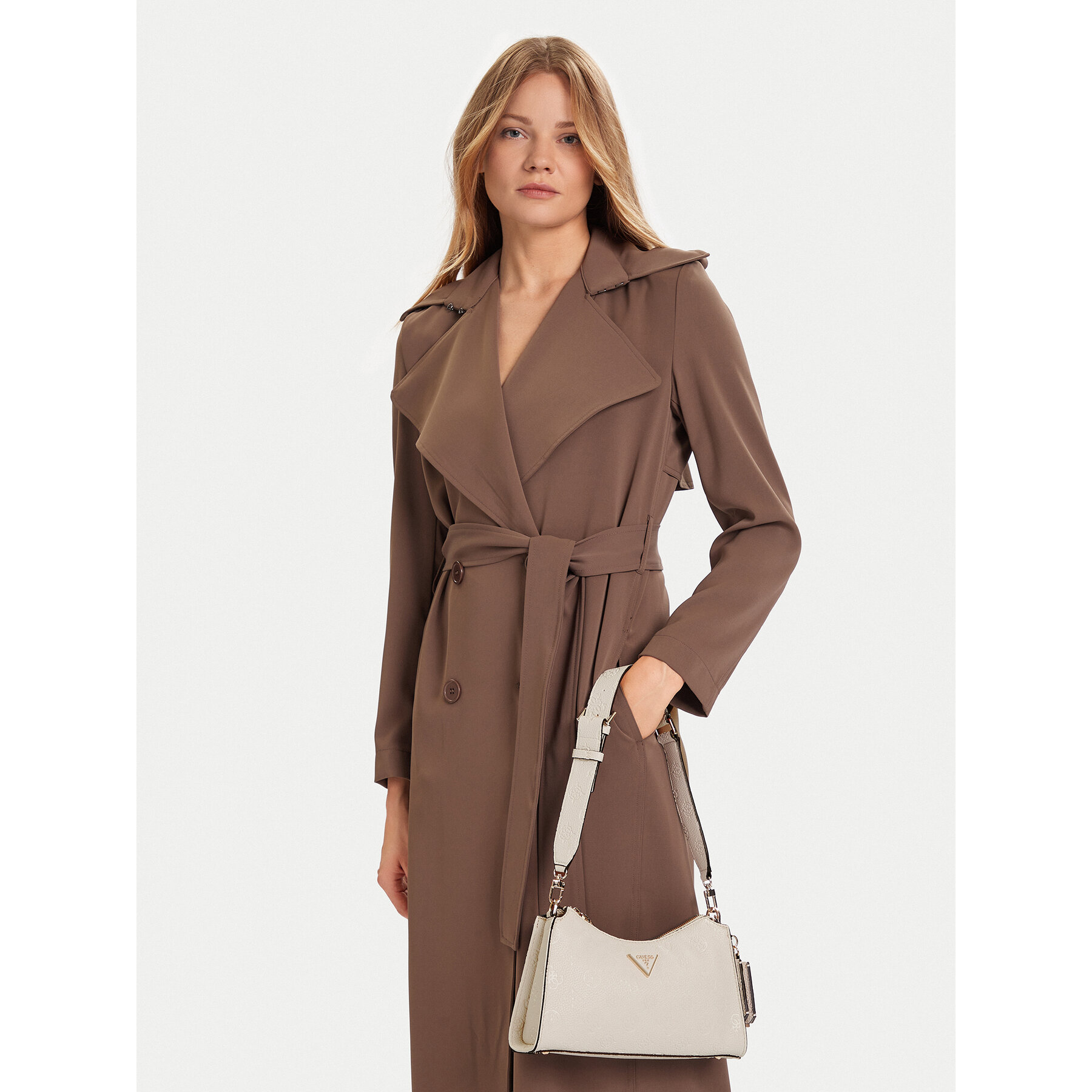 Geantă Guess Cresidia II HWPD98 88180 Écru