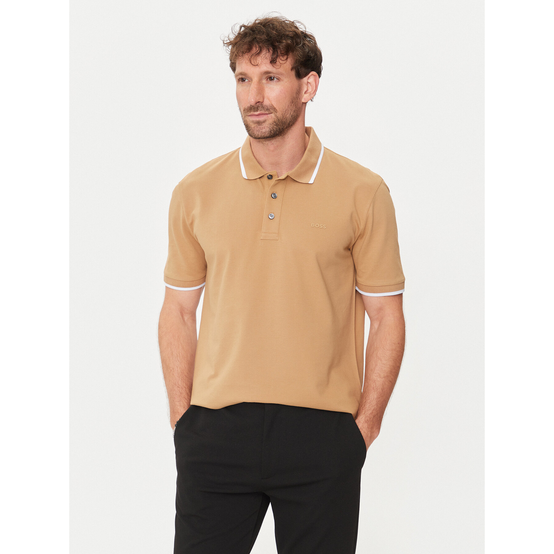 Boss Pólóing Parlay 190 50494697 Bézs Regular Fit