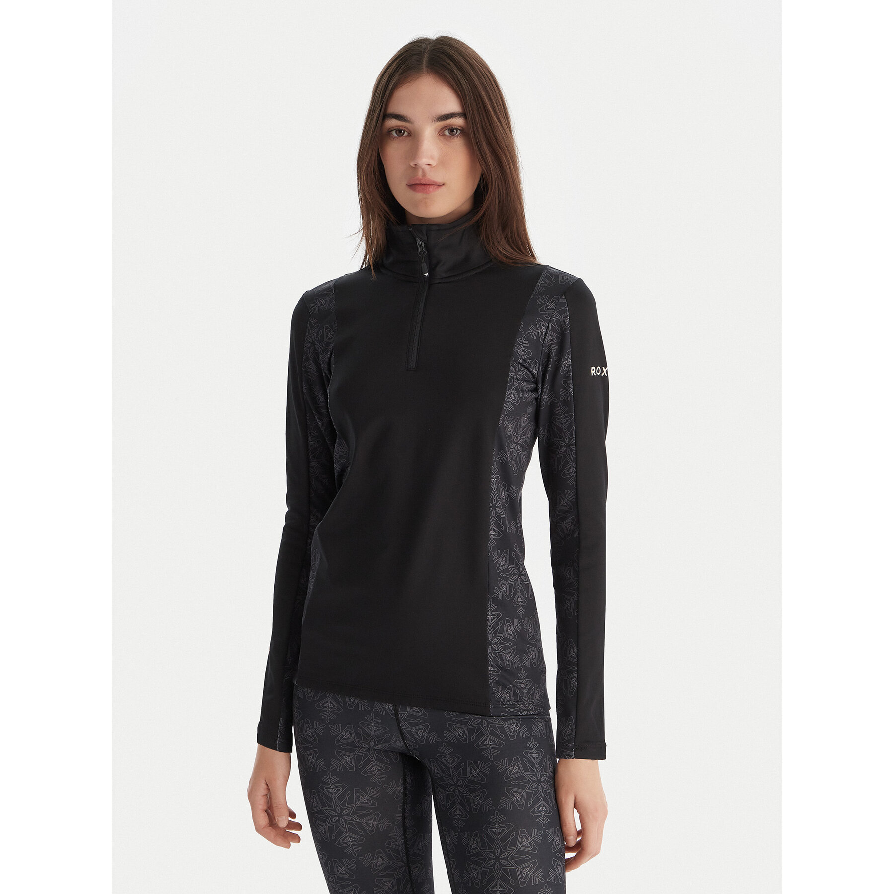 Roxy Thermoaktive Unterwäsche Oberteil Daybreak Brushed Half Zip ERJLW03054 Schwarz Slim Fit