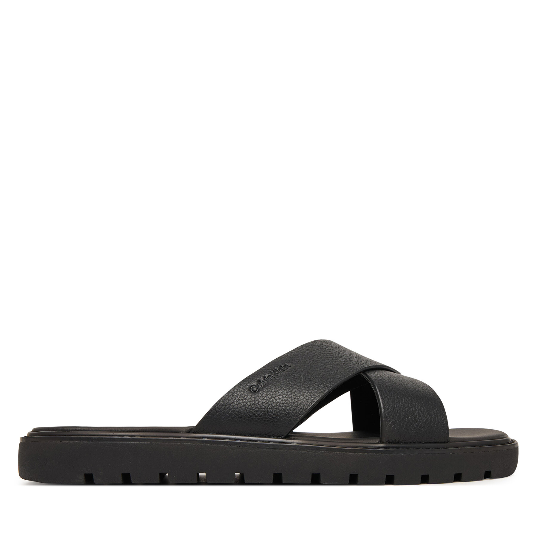 Παντόφλες Calvin Klein Sq Molded Sandal Xcross Lth HM0HM02235 Μαύρο