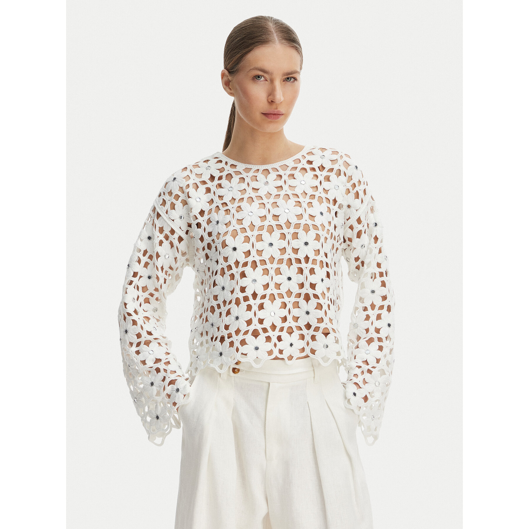 MICHAEL Michael Kors Bluse MS651ZMKNE Weiß Regular Fit