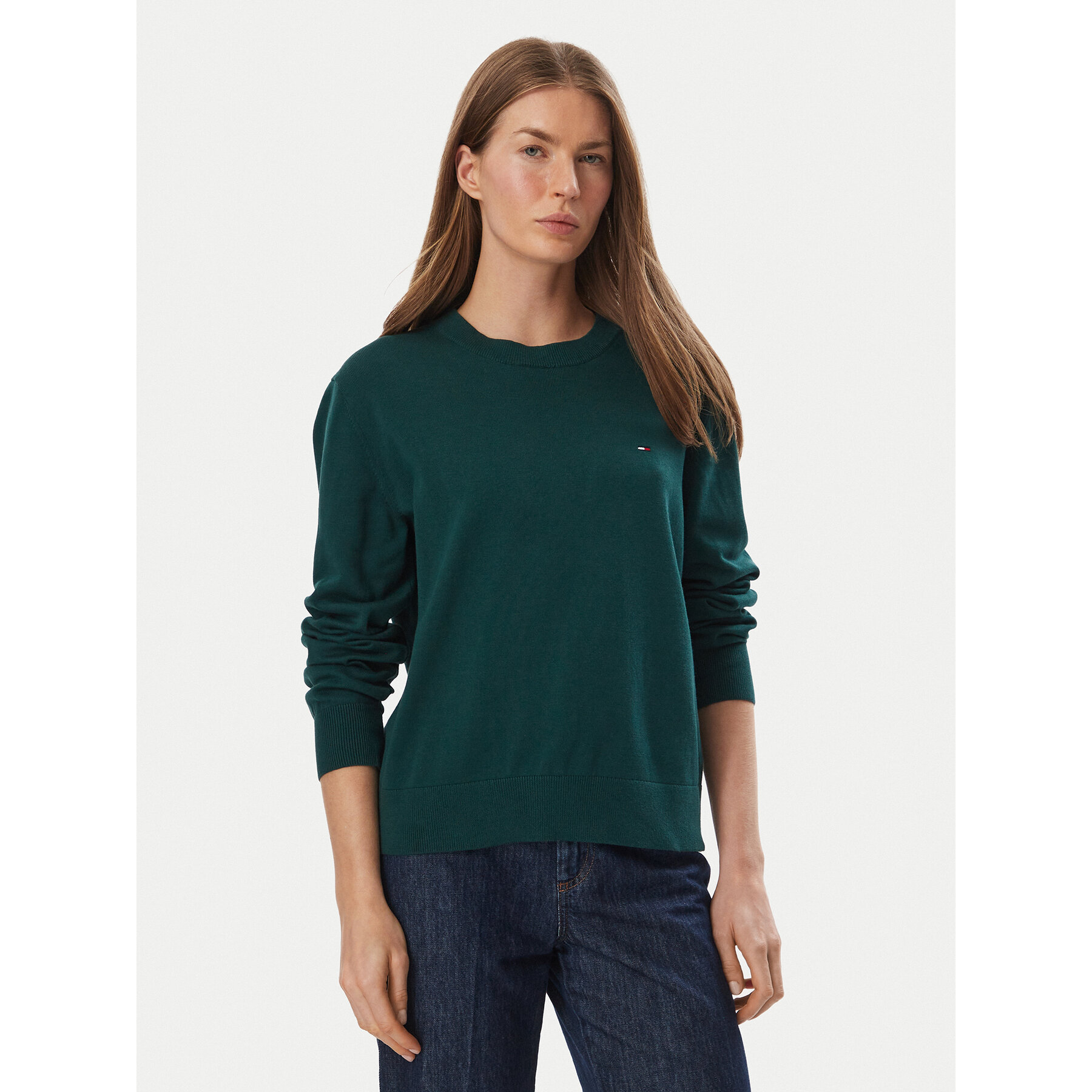 Tommy Jeans Pullover Essential DW0DW23360 Dunkelgrün Regular Fit