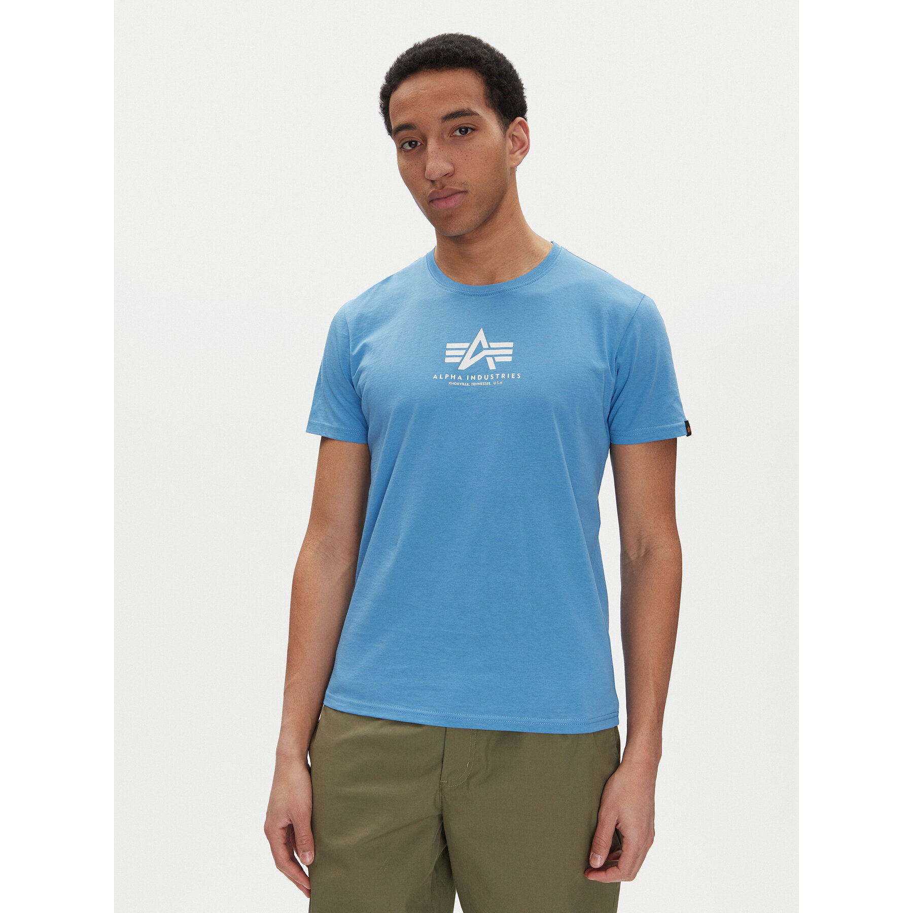 Alpha Industries Majica Basic 118533 Modra Regular Fit