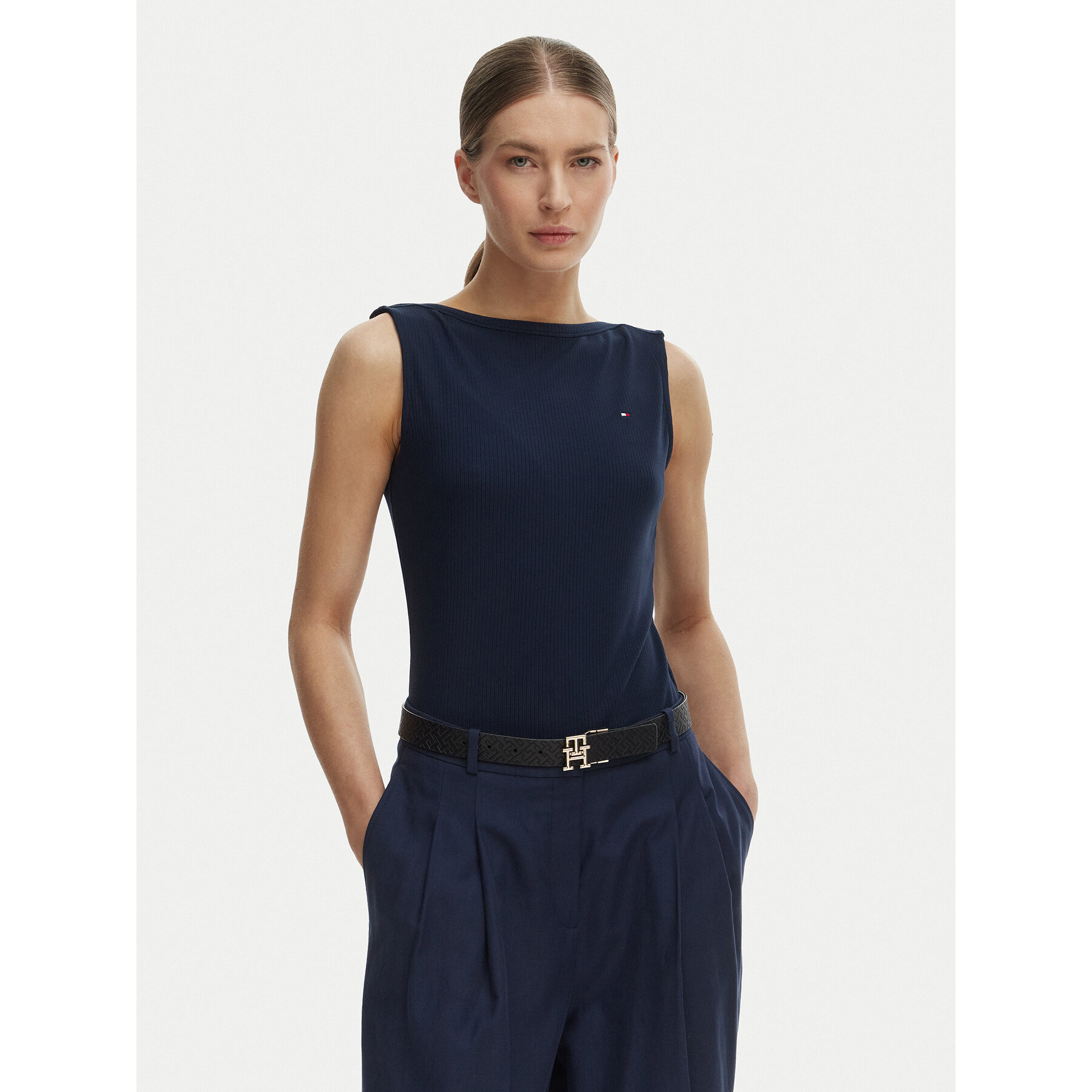 Tommy Hilfiger Top WW0WW47807 Dunkelblau Slim Fit