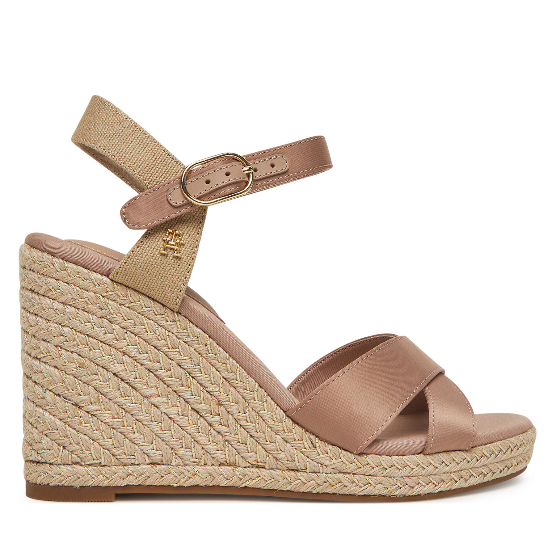 Espadrilles Tommy Hilfiger Satin High Wedge Espadrille FW0FW08602 Rozā