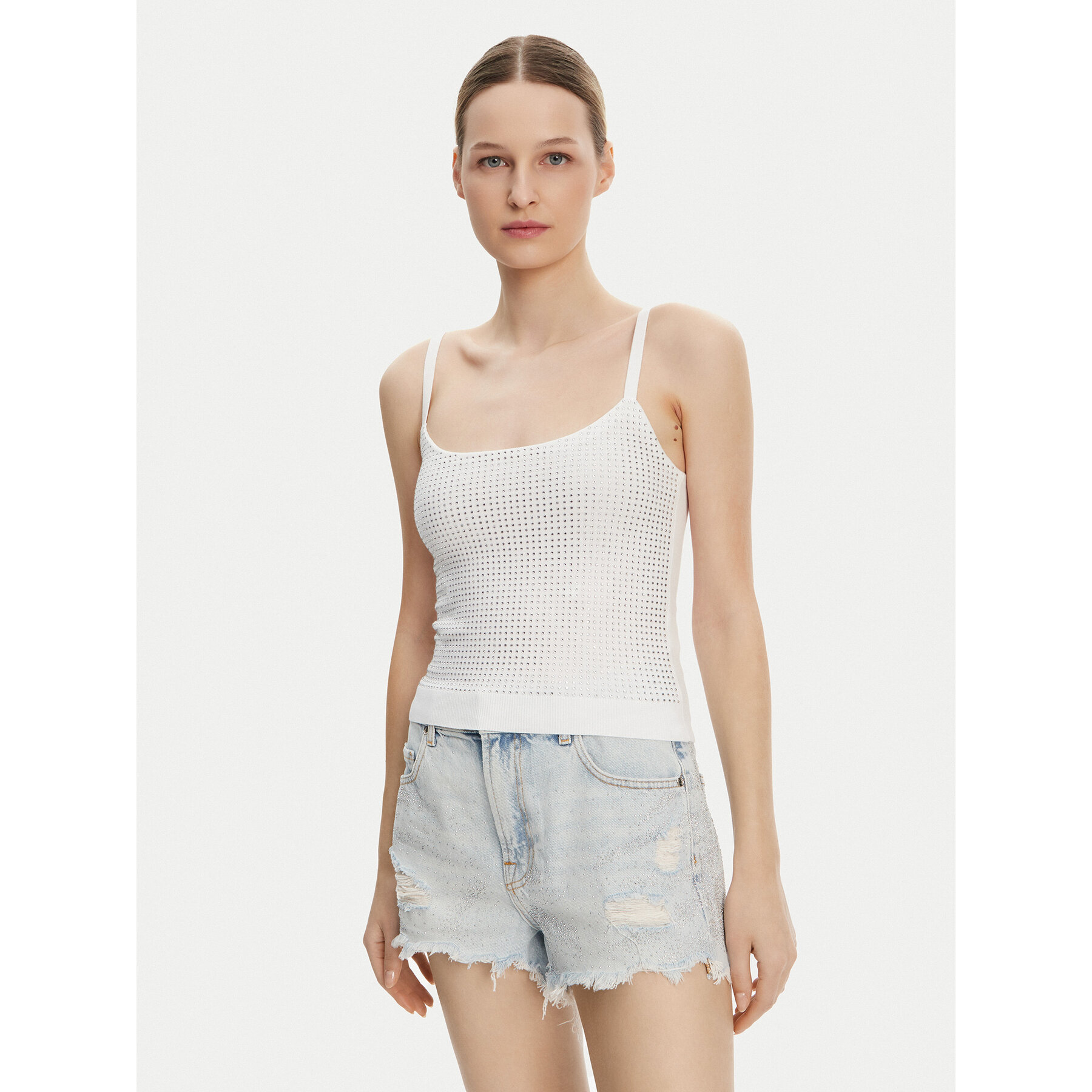 Guess Τοπ W5GR47 Z3MN2 Λευκό Regular Fit