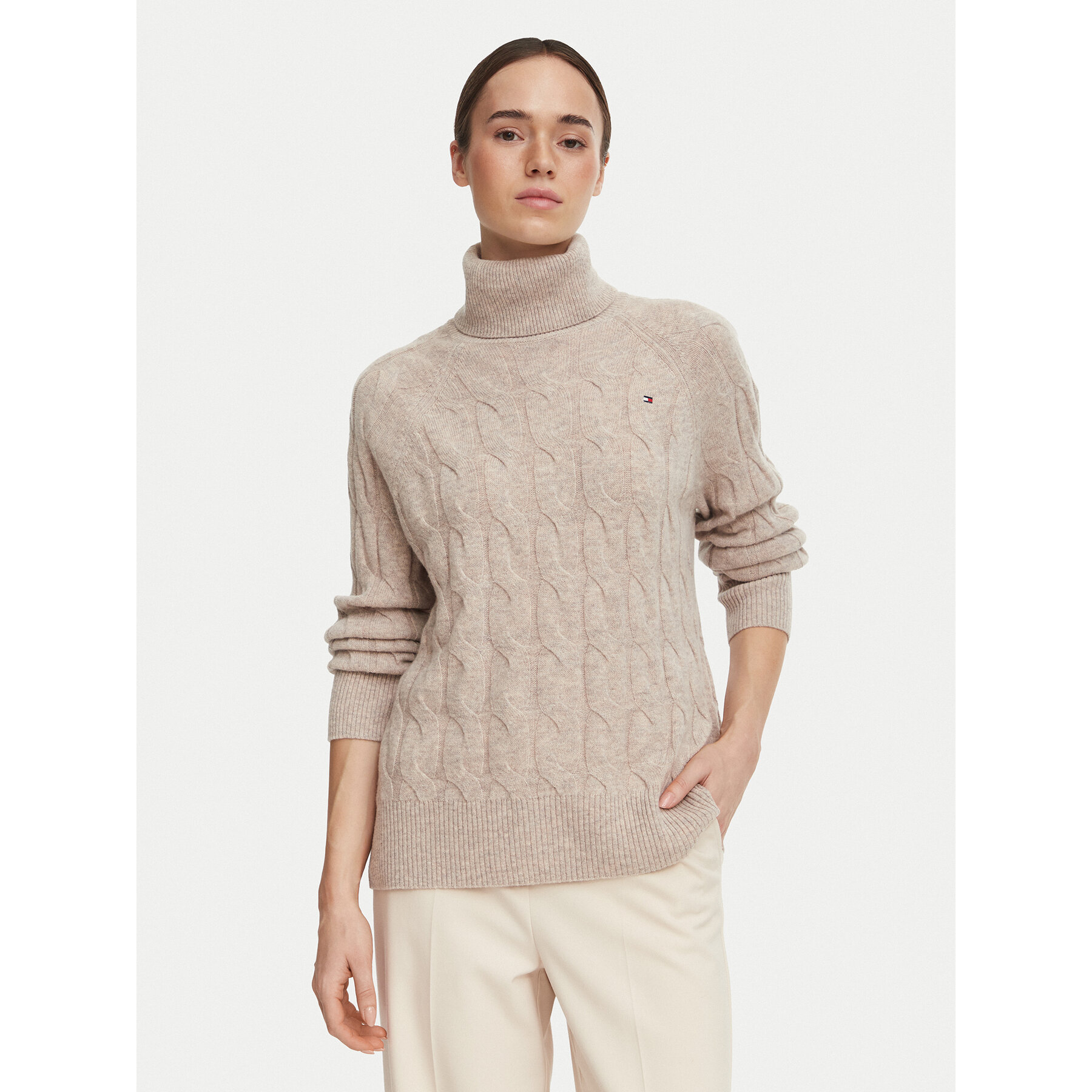Tommy Hilfiger Rollkragenpullover WW0WW46791 Beige Regular Fit