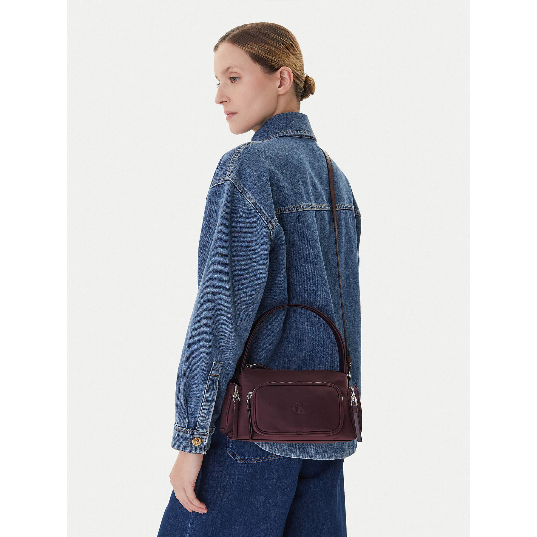 Дамска чанта Calvin Klein Pocket Nylon Bag W/ Strap LV04F3132G Бордо