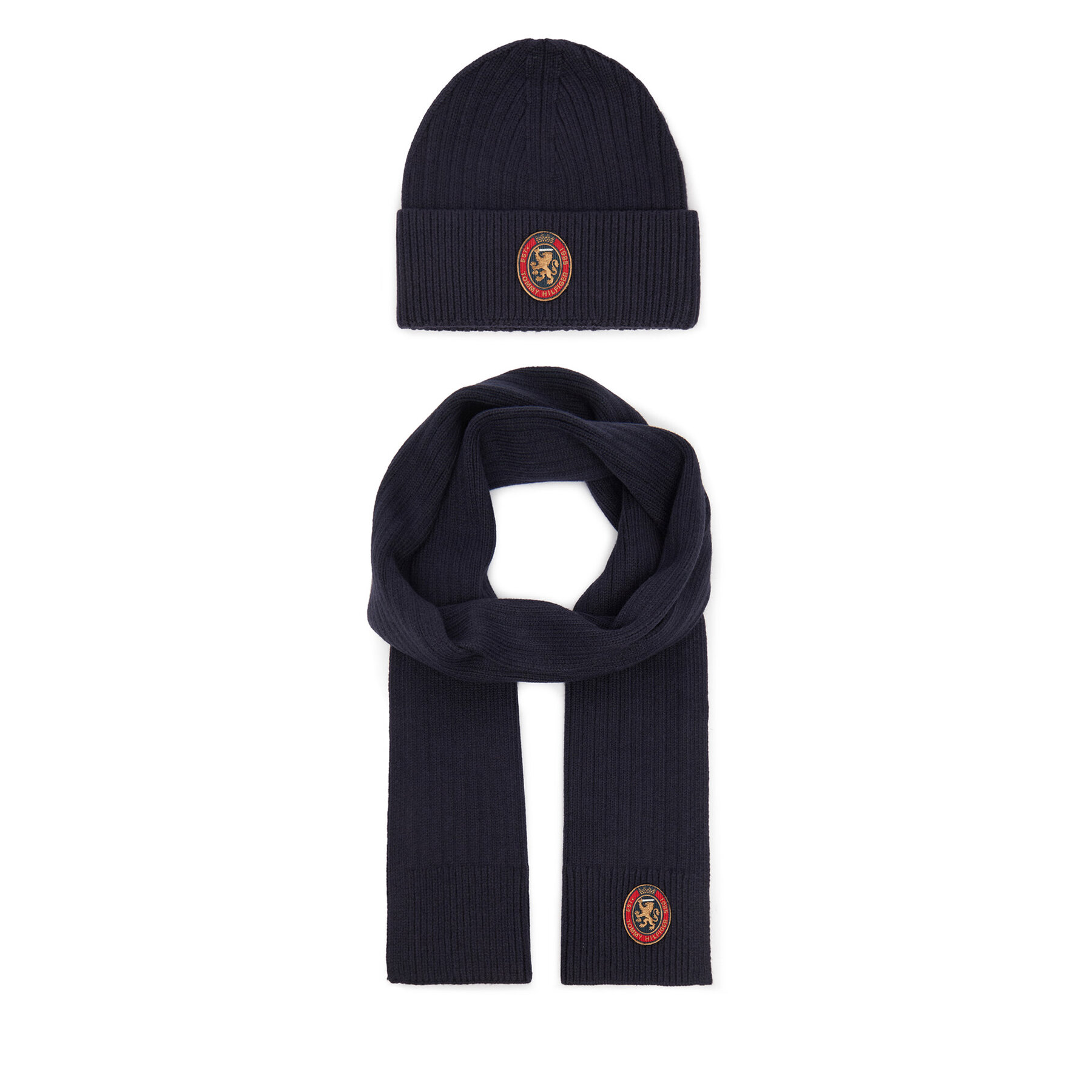 Set Fular și Căciulă Tommy Hilfiger Th Crest Giftpack AM0AM14586 Bleumarin