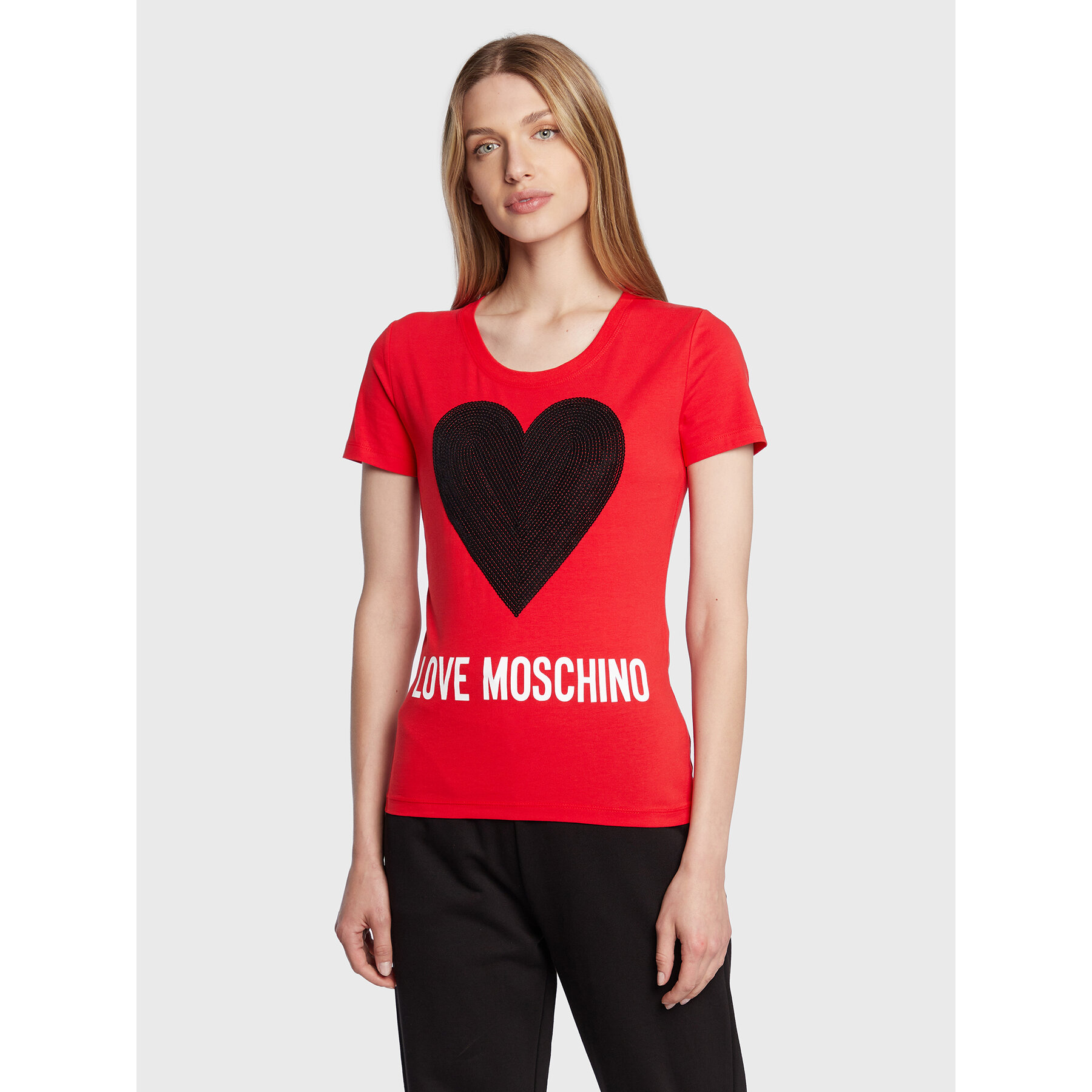 LOVE MOSCHINO T-Shirt W4H1932E 1951 Κόκκινο Slim Fit