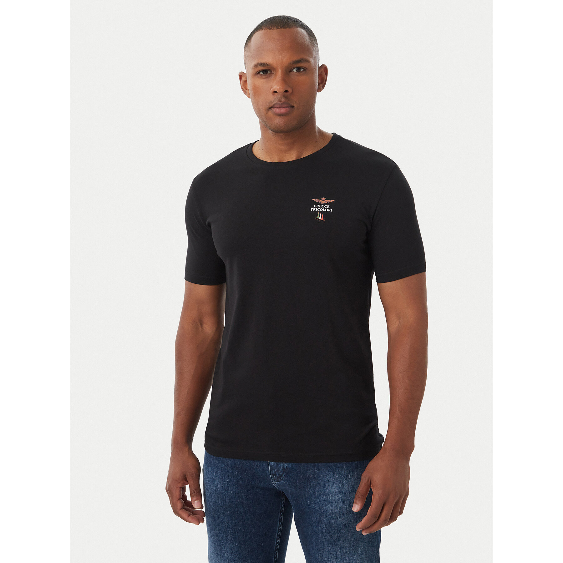 Aeronautica Militare T-shirt Girocollo AM1UTI005 Crna Regular Fit