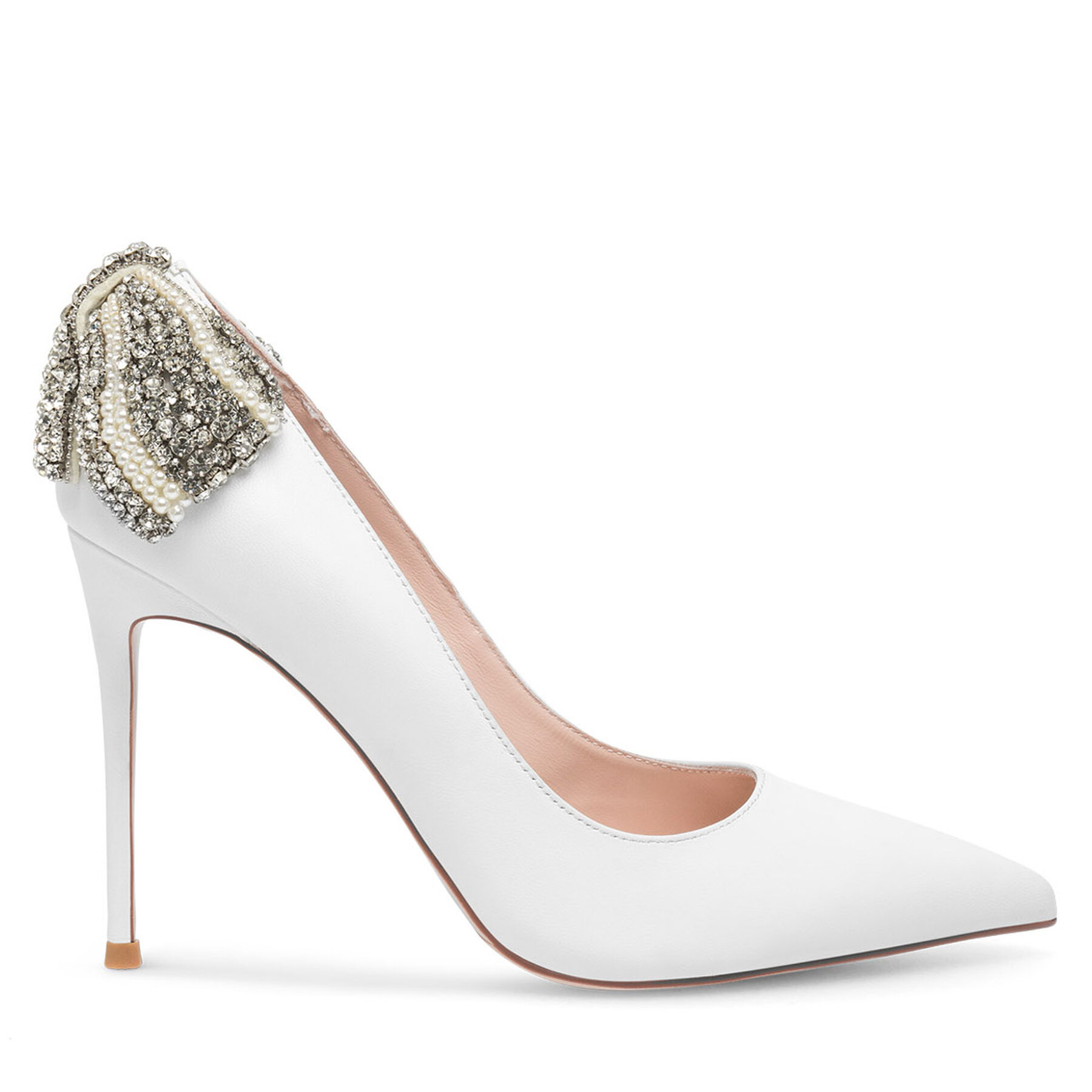 Pantofi cu toc subțire Eva Minge OLIVIA-SLT3396-138 Alb