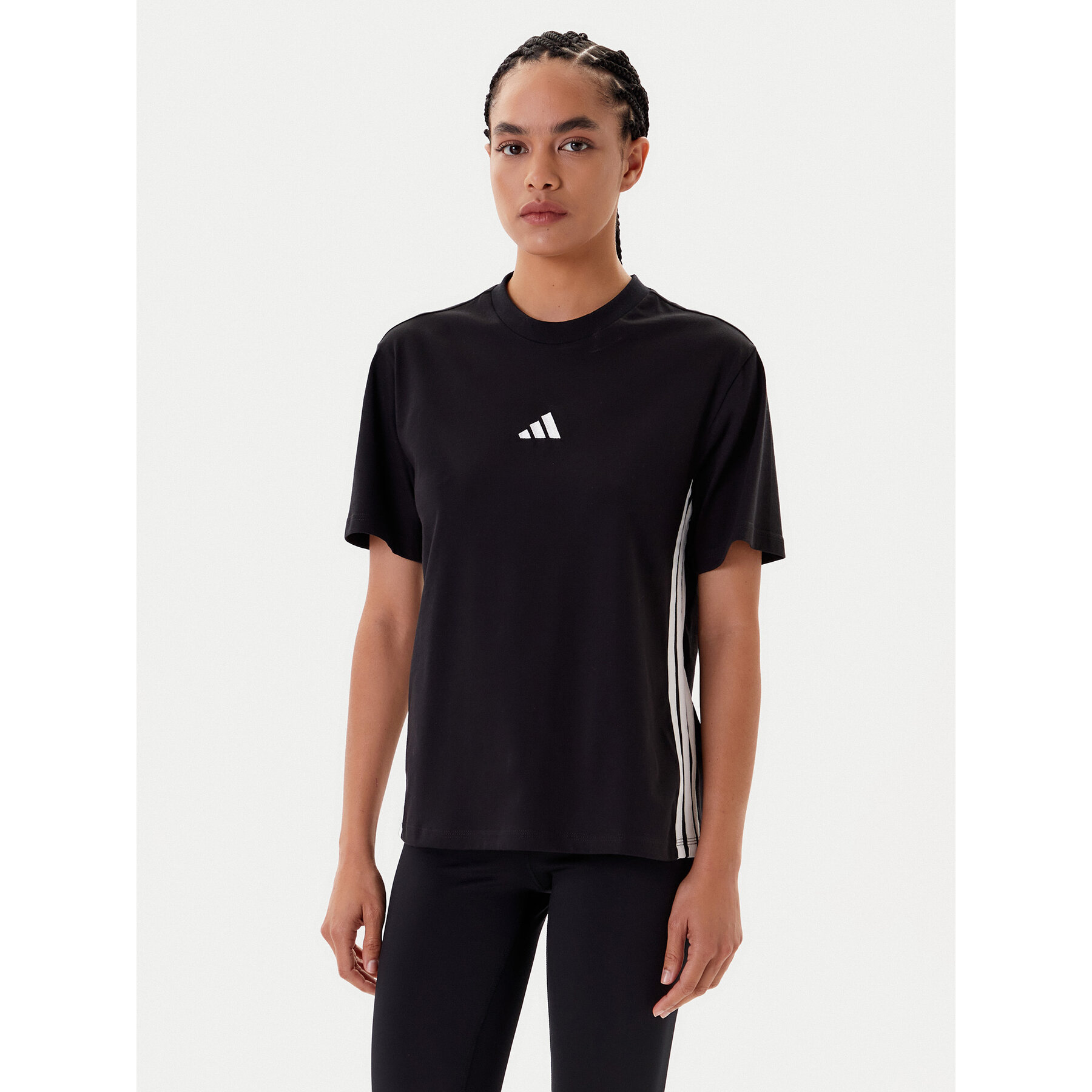 adidas T-Shirt Essentials 3-Stripes JD0846 Μαύρο Regular Fit
