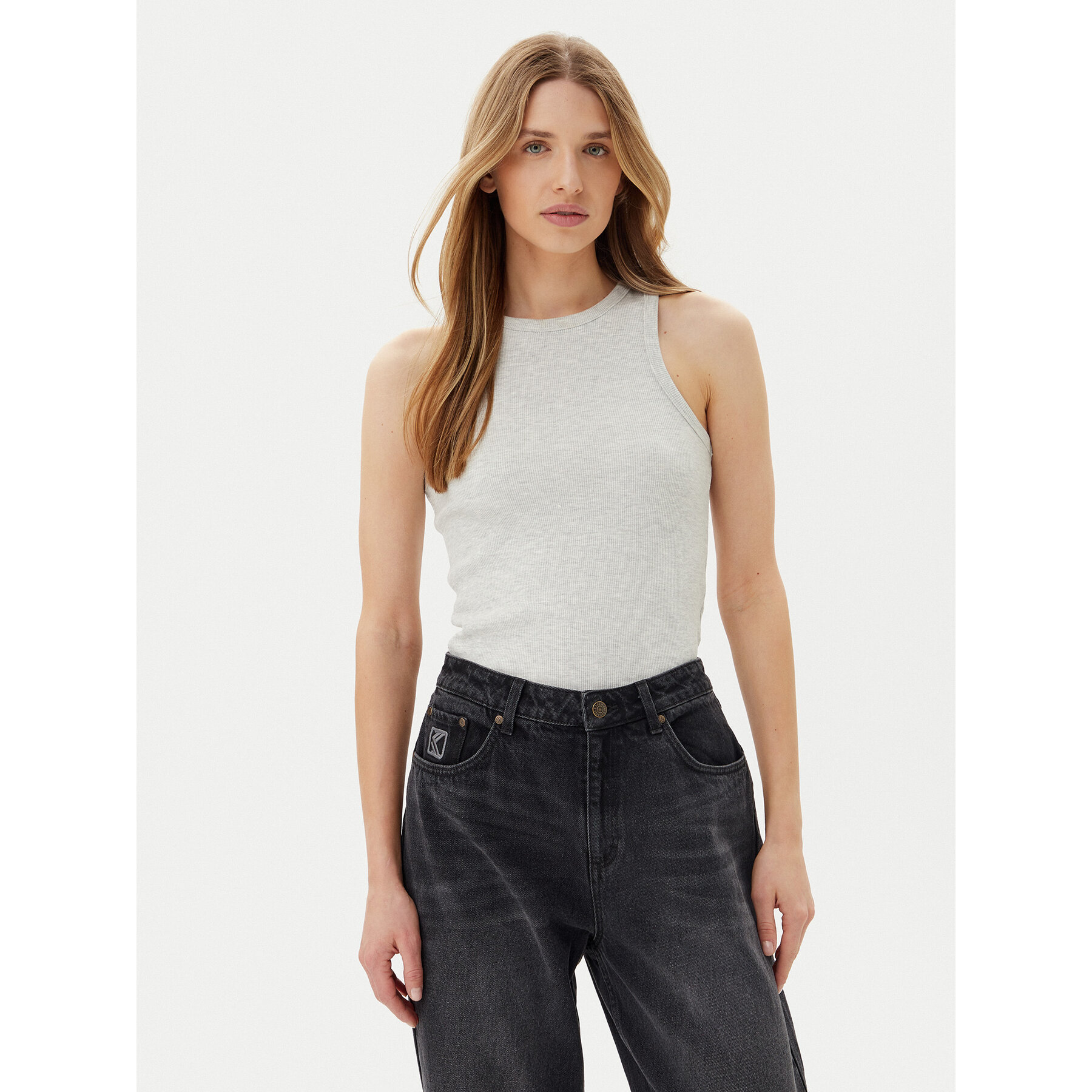 Pieces Top May 17154480 Grigio Slim Fit