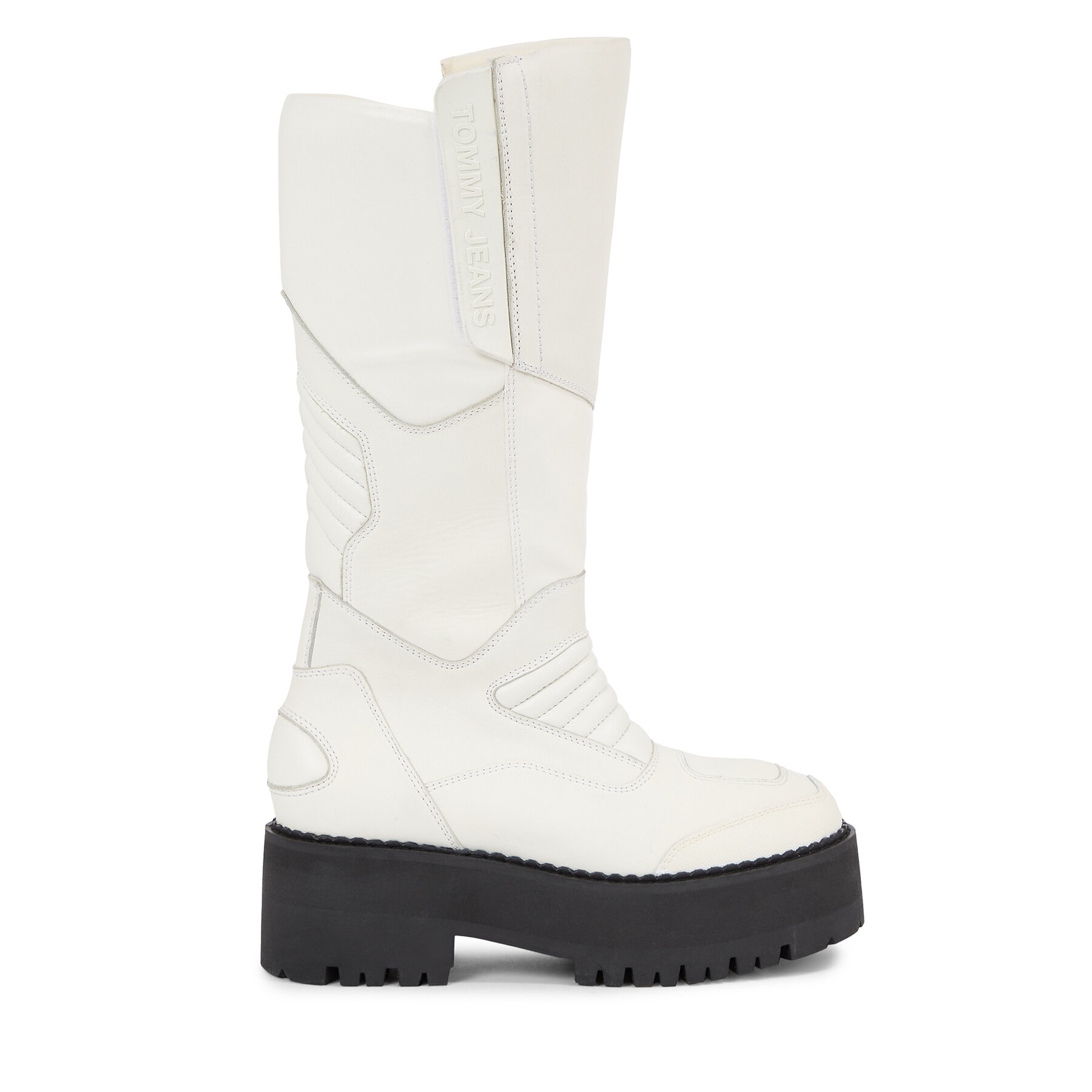 Kozačky Tommy Jeans Tjw Long Shaft Biker Boot EN0EN02376 Bílá