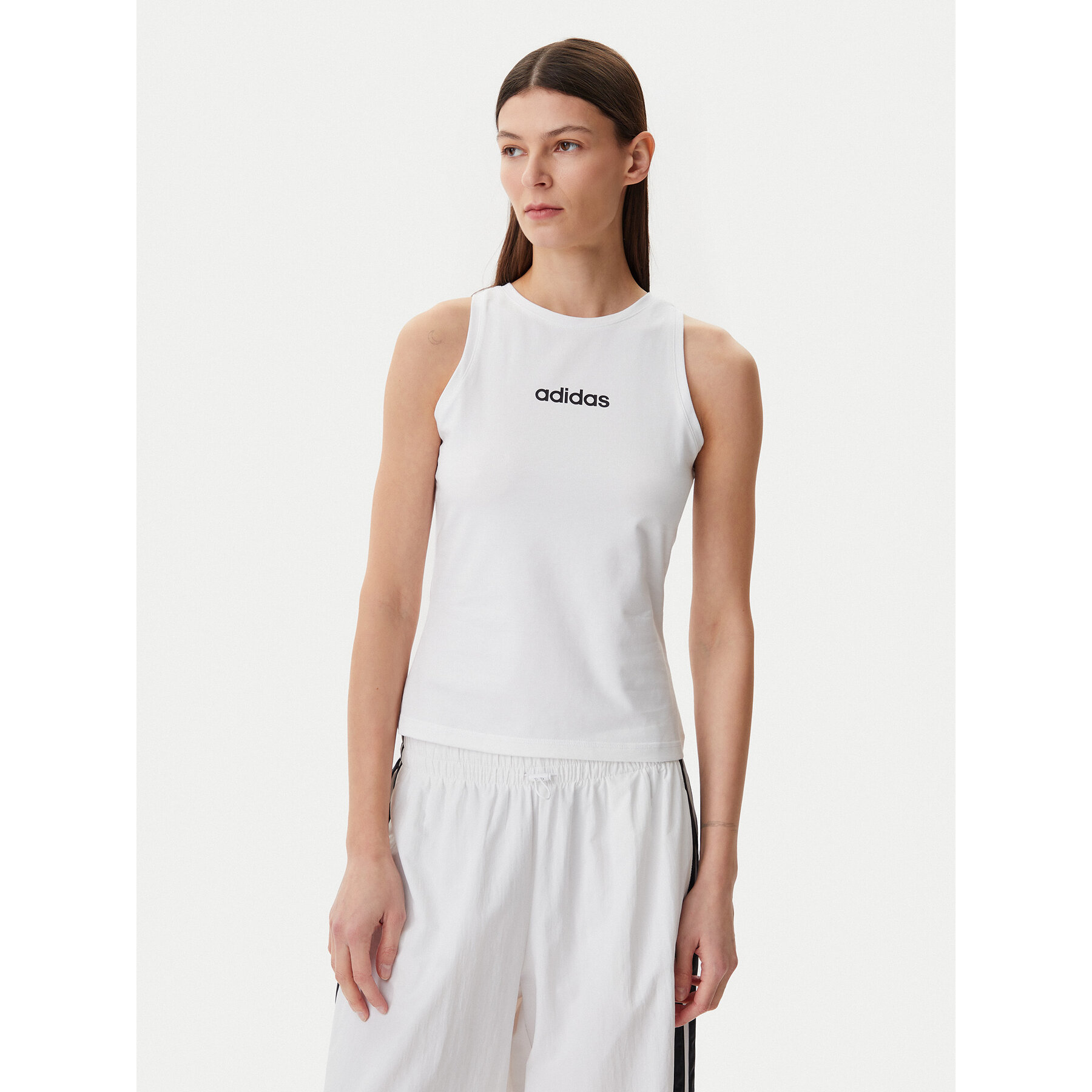 adidas Felső Essentials Linear JC5799 Fehér Slim Fit