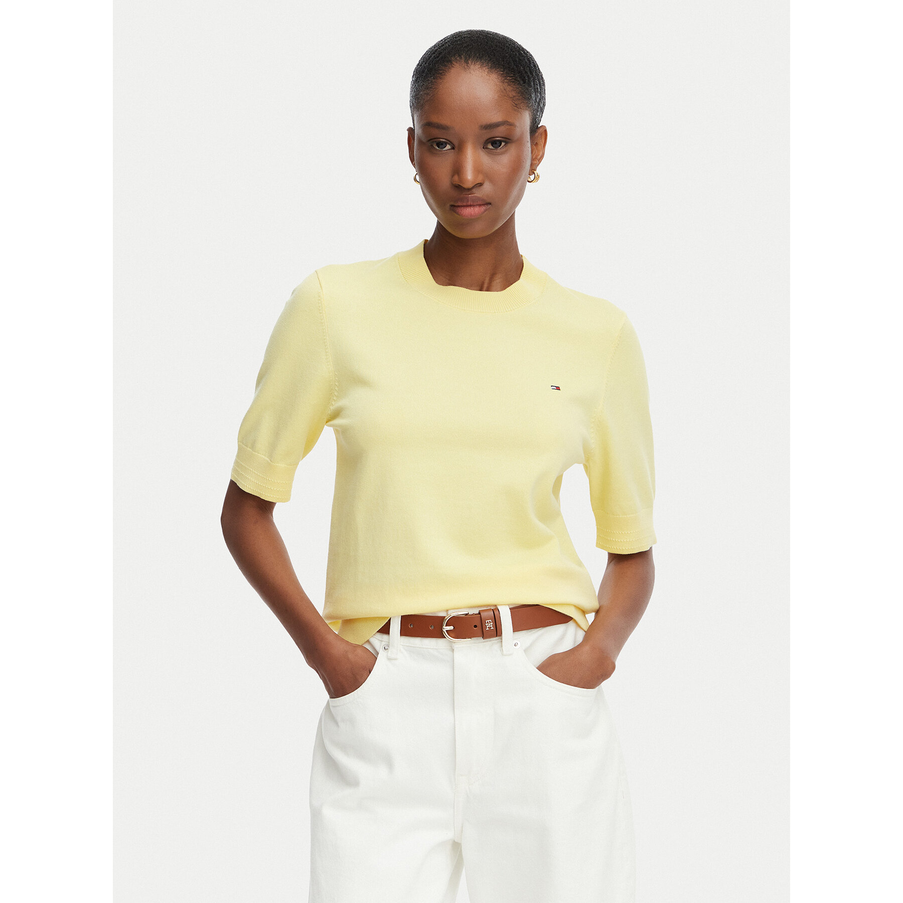 Tommy Hilfiger Pulover WW0WW49705 Svetlo rumena Regular Fit