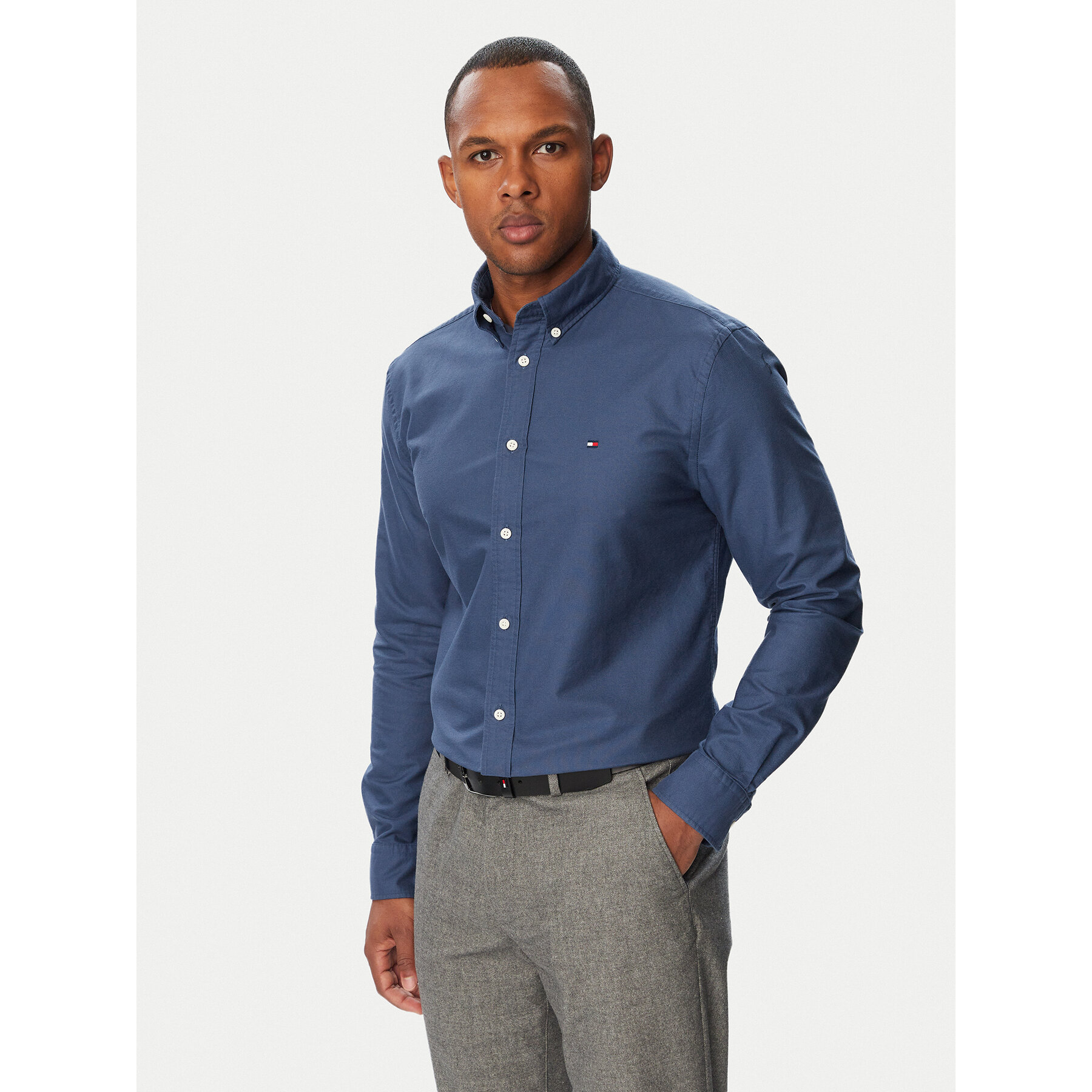 Tommy Hilfiger Hemd Solid Heritage MW0MW35774 Blau Regular Fit